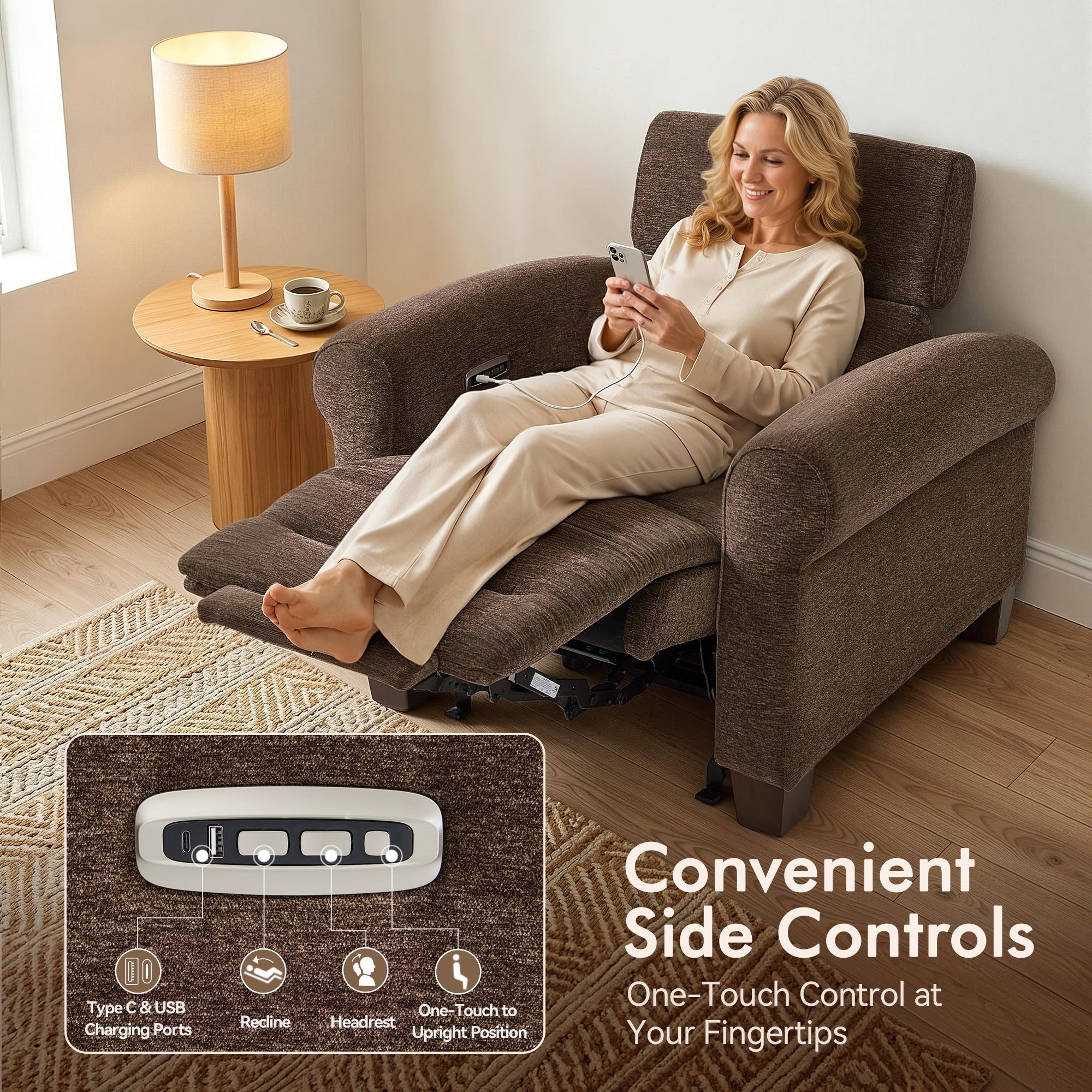 Wall Hugger Power Recliner Chair for Small Spaces, RV & Living Room HL164