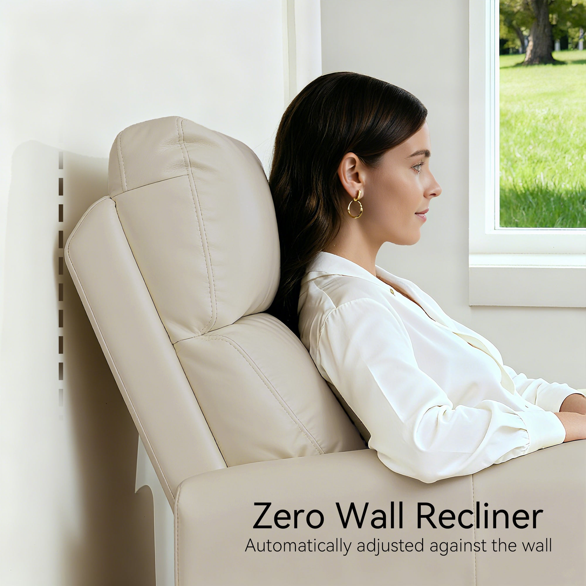 Zero Wall Hugger Recliners Chair for small space, Faux Leather PR699