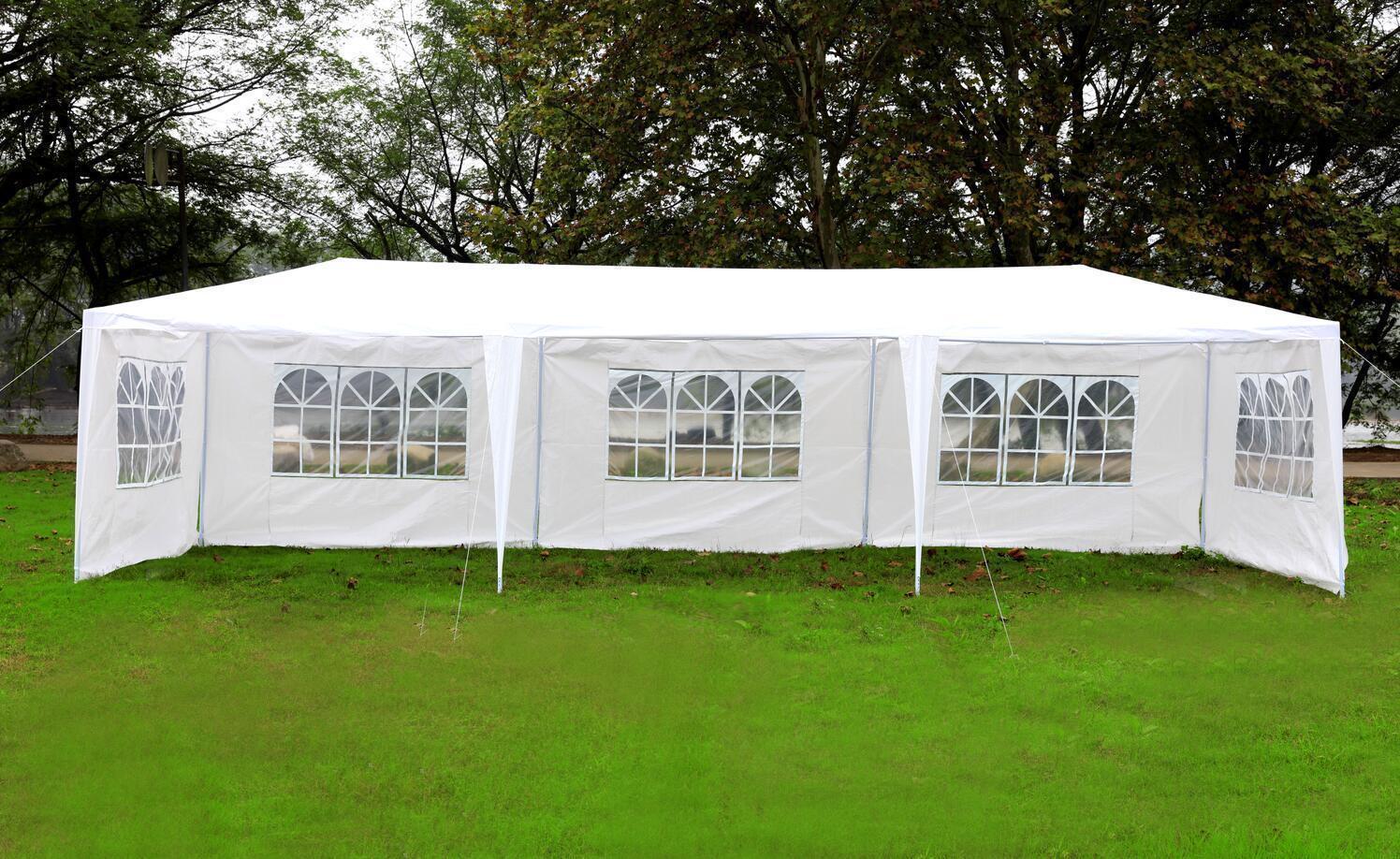 party tents 10 x 30 10'x30' White Canopy Party Outdoor Gazebo Wedding Tent 5 Removable Wal – MCombo