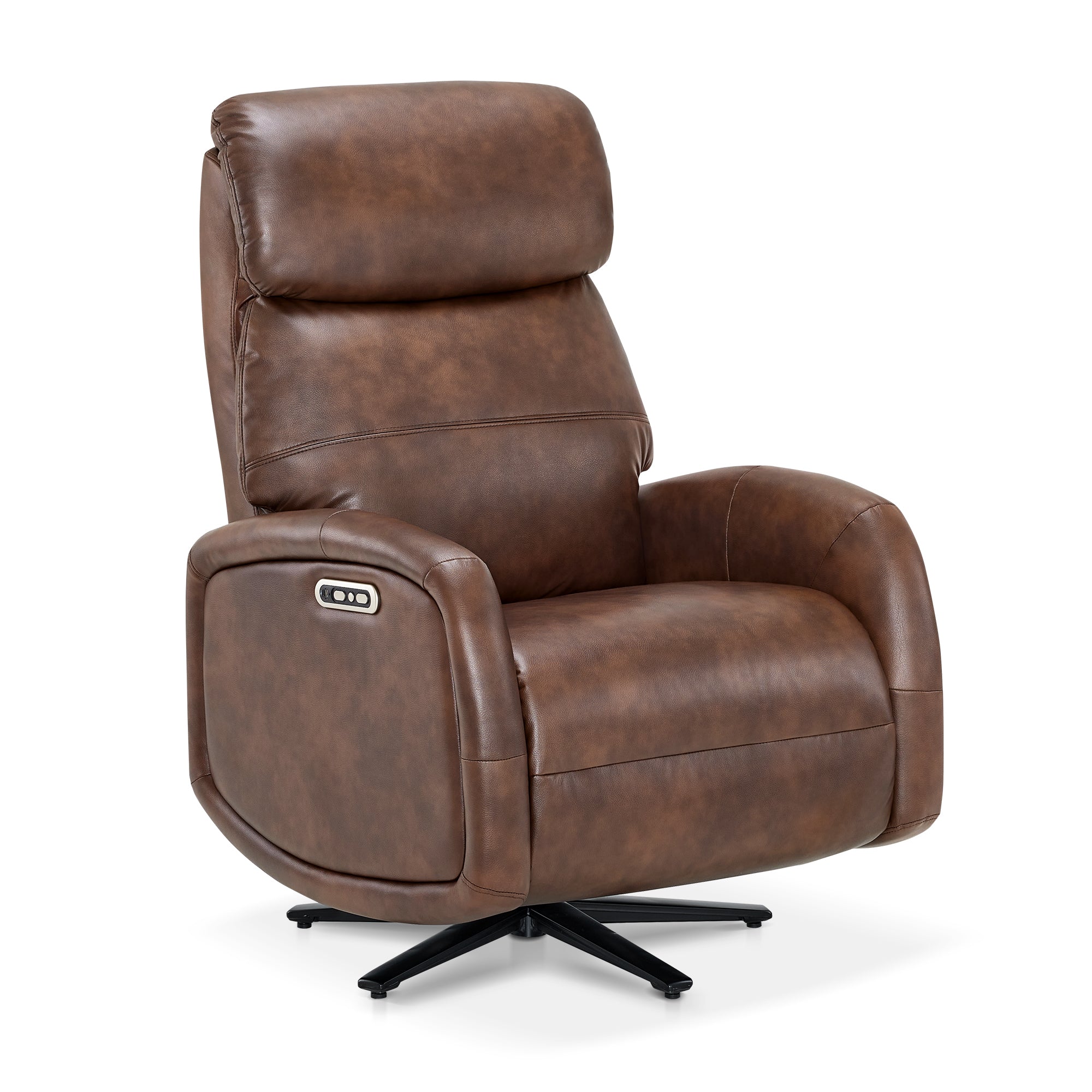 Dual Motor Power Recliner Swivel Chair, Faux Leather 4610