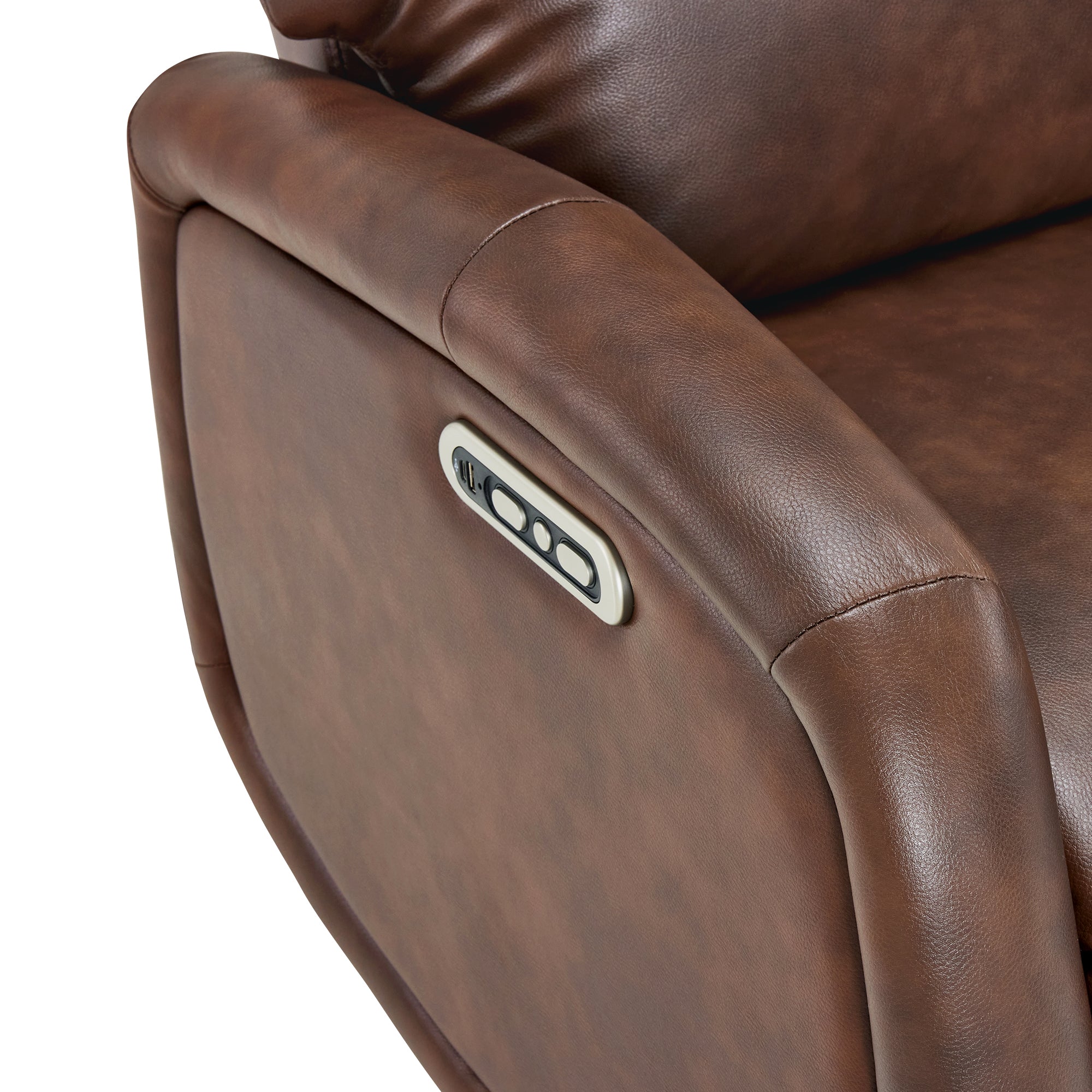 Dual Motor Power Recliner Swivel Chair, Faux Leather 4610