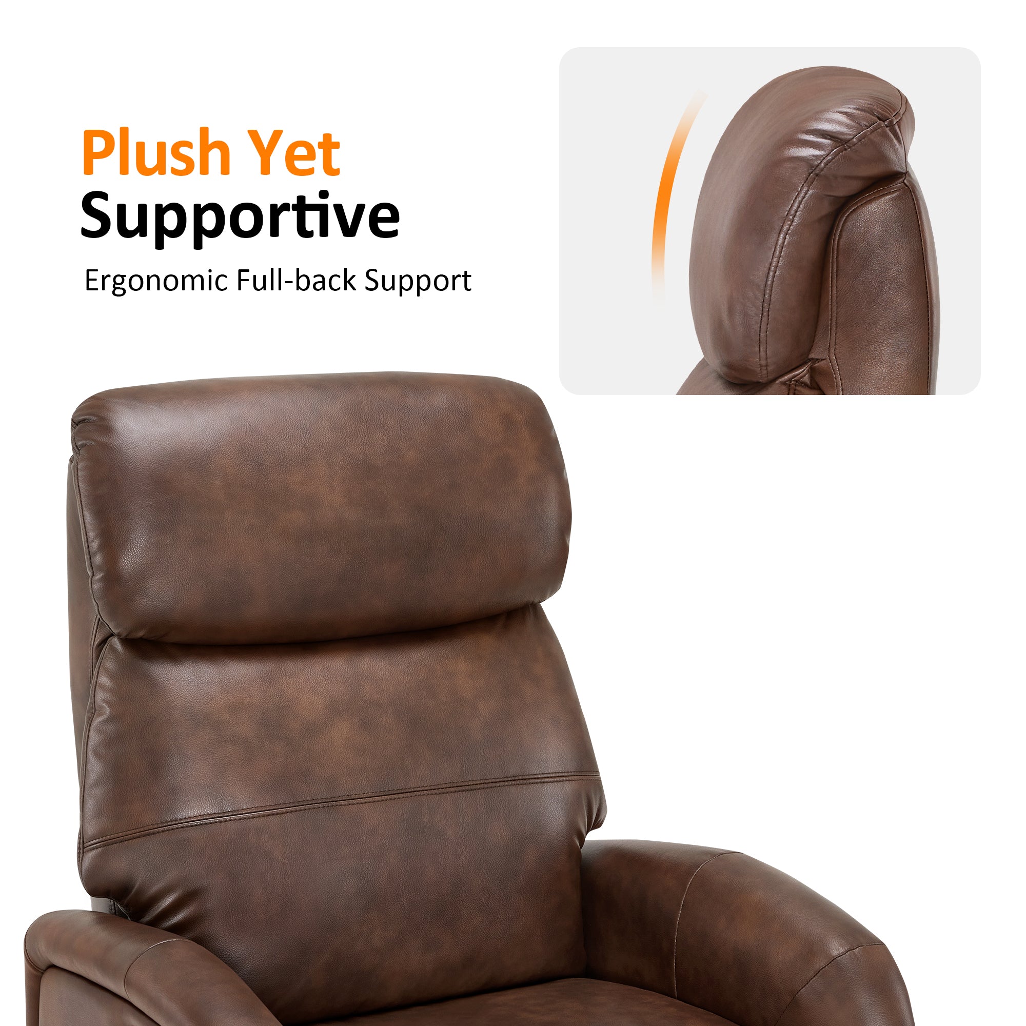 Dual Motor Power Recliner Swivel Chair, Faux Leather 4610