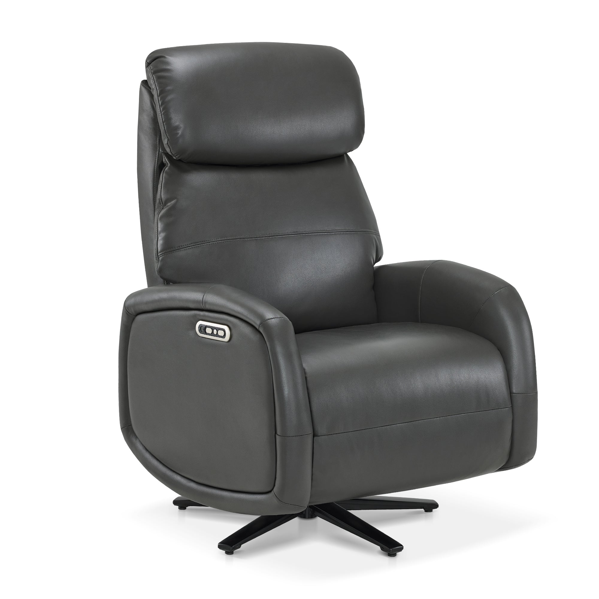 Dual Motor Power Recliner Swivel Chair, Faux Leather 4610