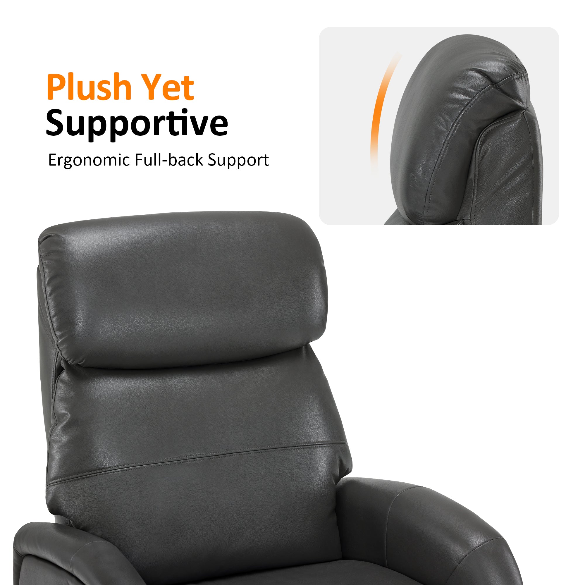 Dual Motor Power Recliner Swivel Chair, Faux Leather 4610
