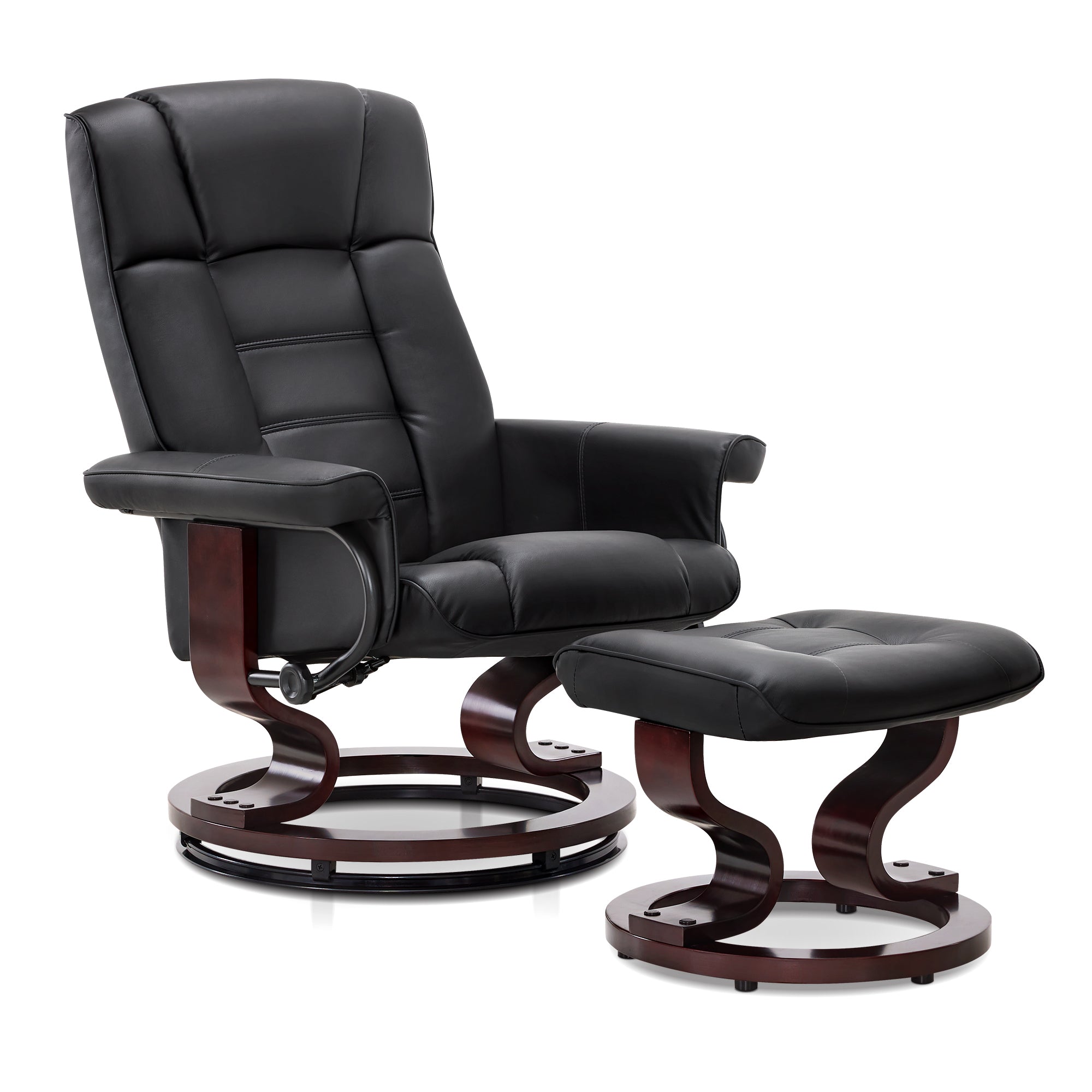Swivel Recliner with Ottoman, Faux Leather 9019