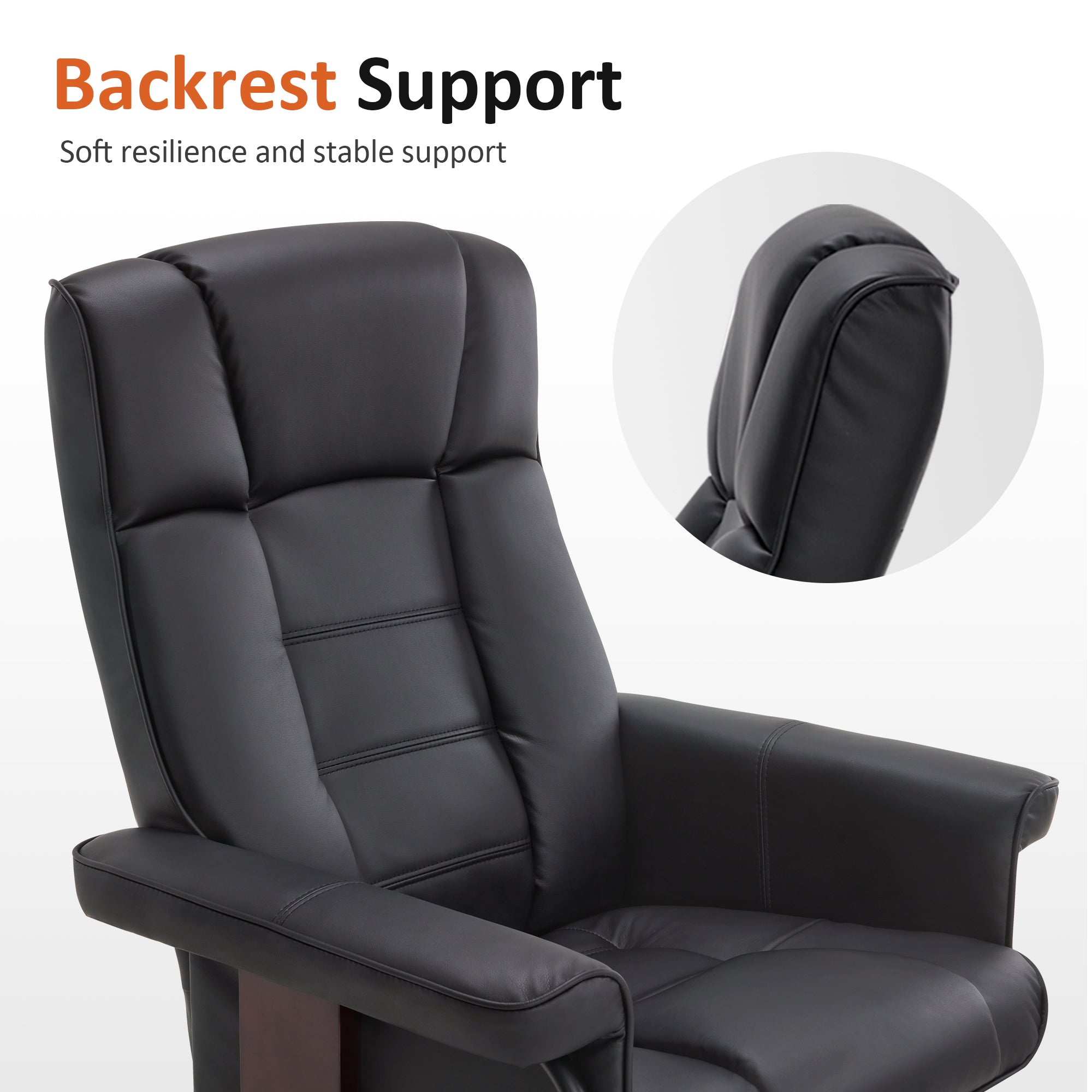 Swivel Recliner with Ottoman, Faux Leather 9019