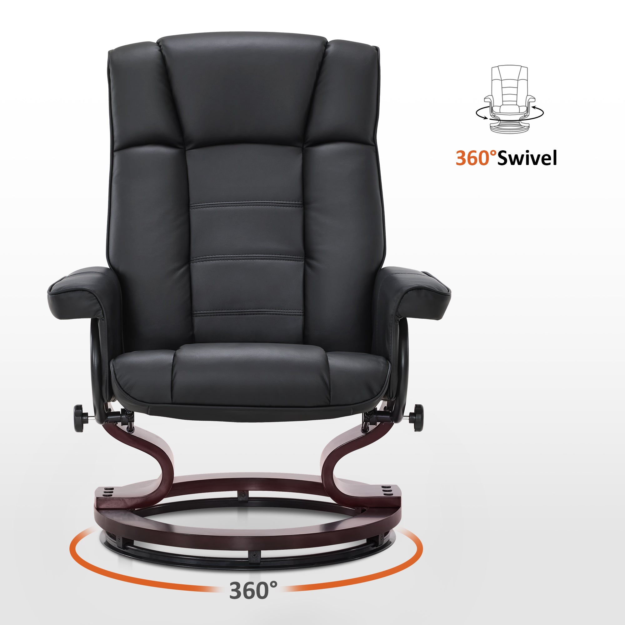 Swivel Recliner with Ottoman, Faux Leather 9019