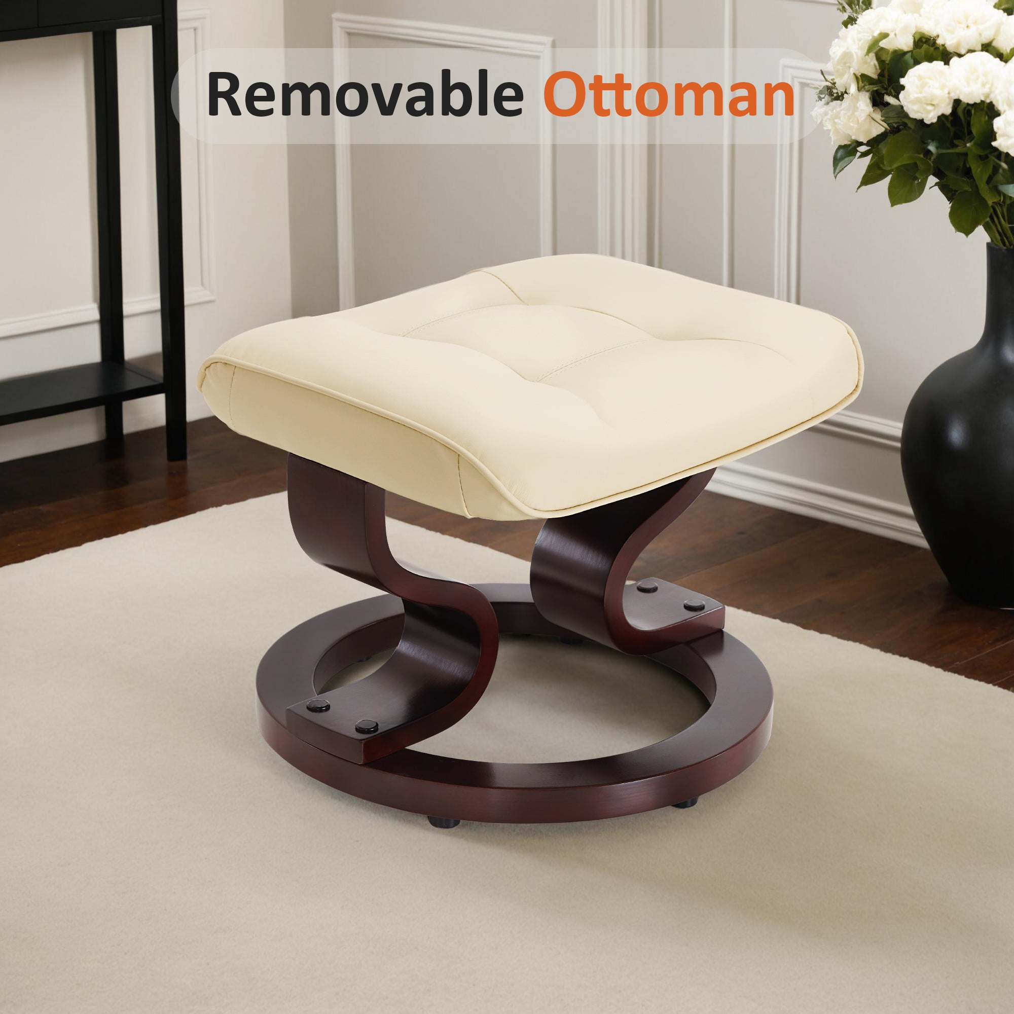 Swivel Recliner with Ottoman, Faux Leather 9019