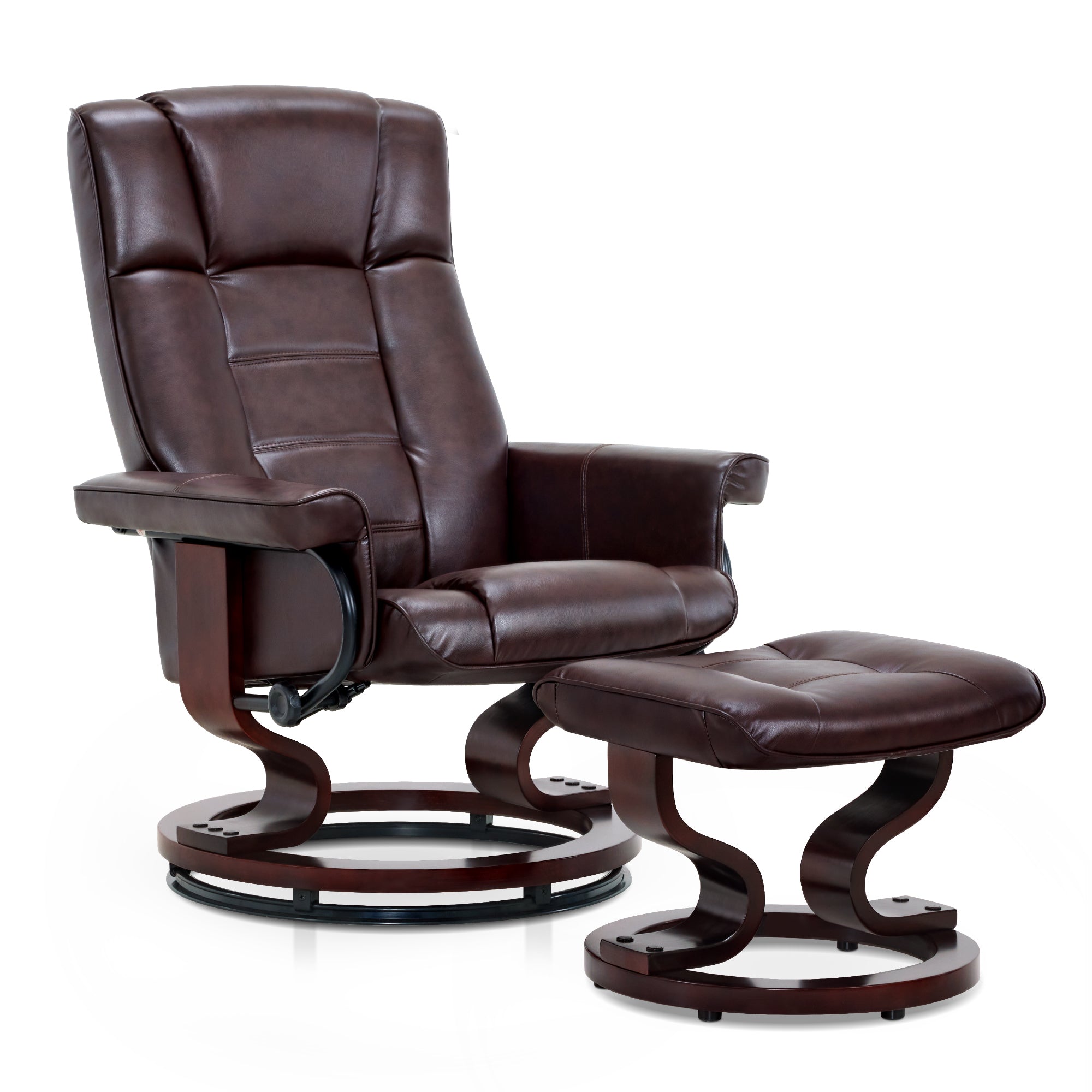 Swivel Recliner with Ottoman, Faux Leather 9019