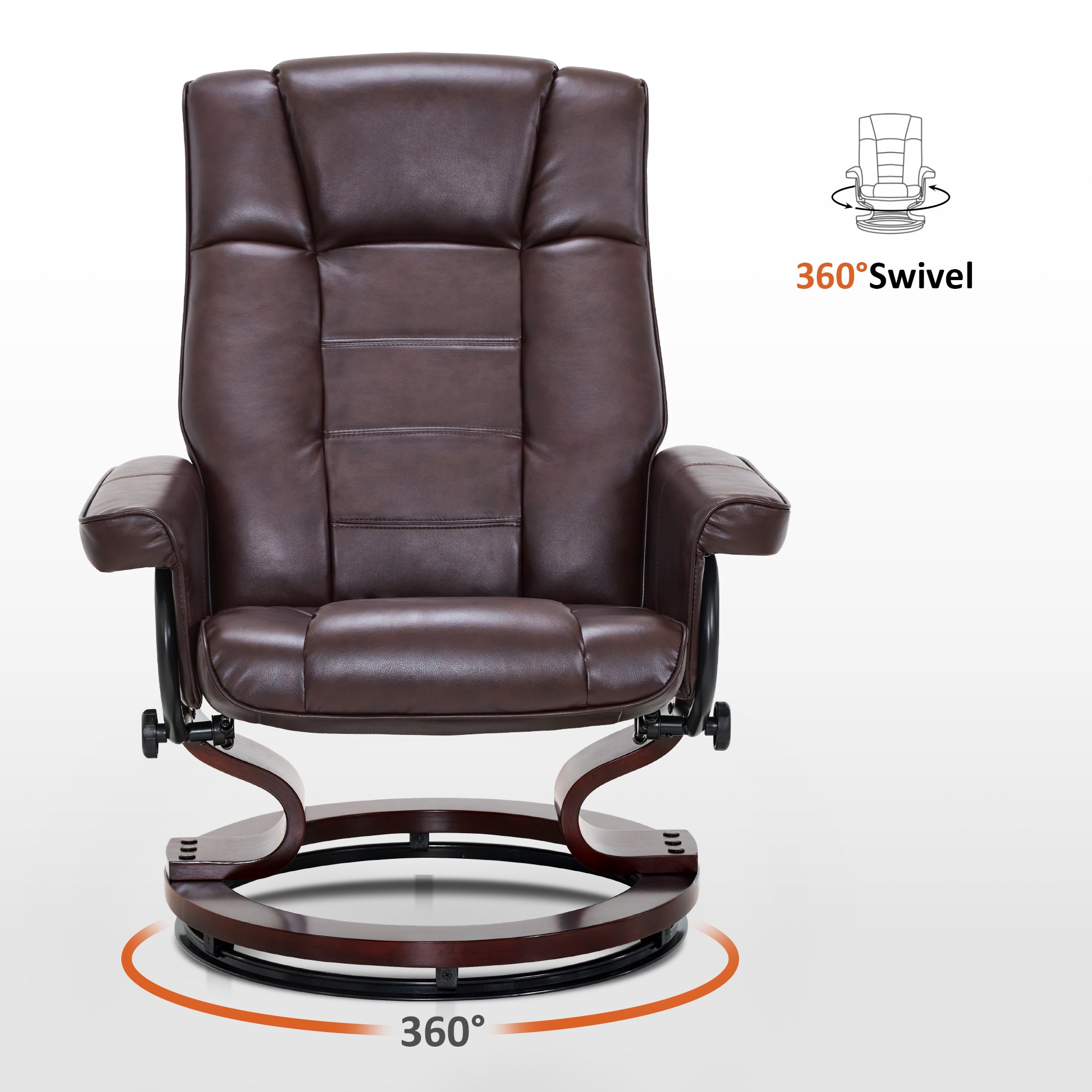 Swivel Recliner with Ottoman, Faux Leather 9019