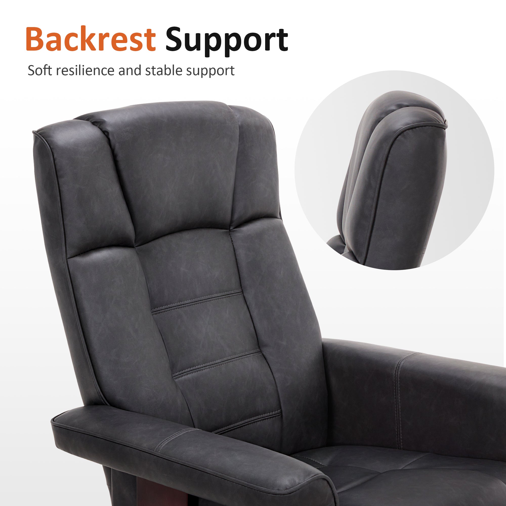 Swivel Recliner with Ottoman, Faux Leather 9019