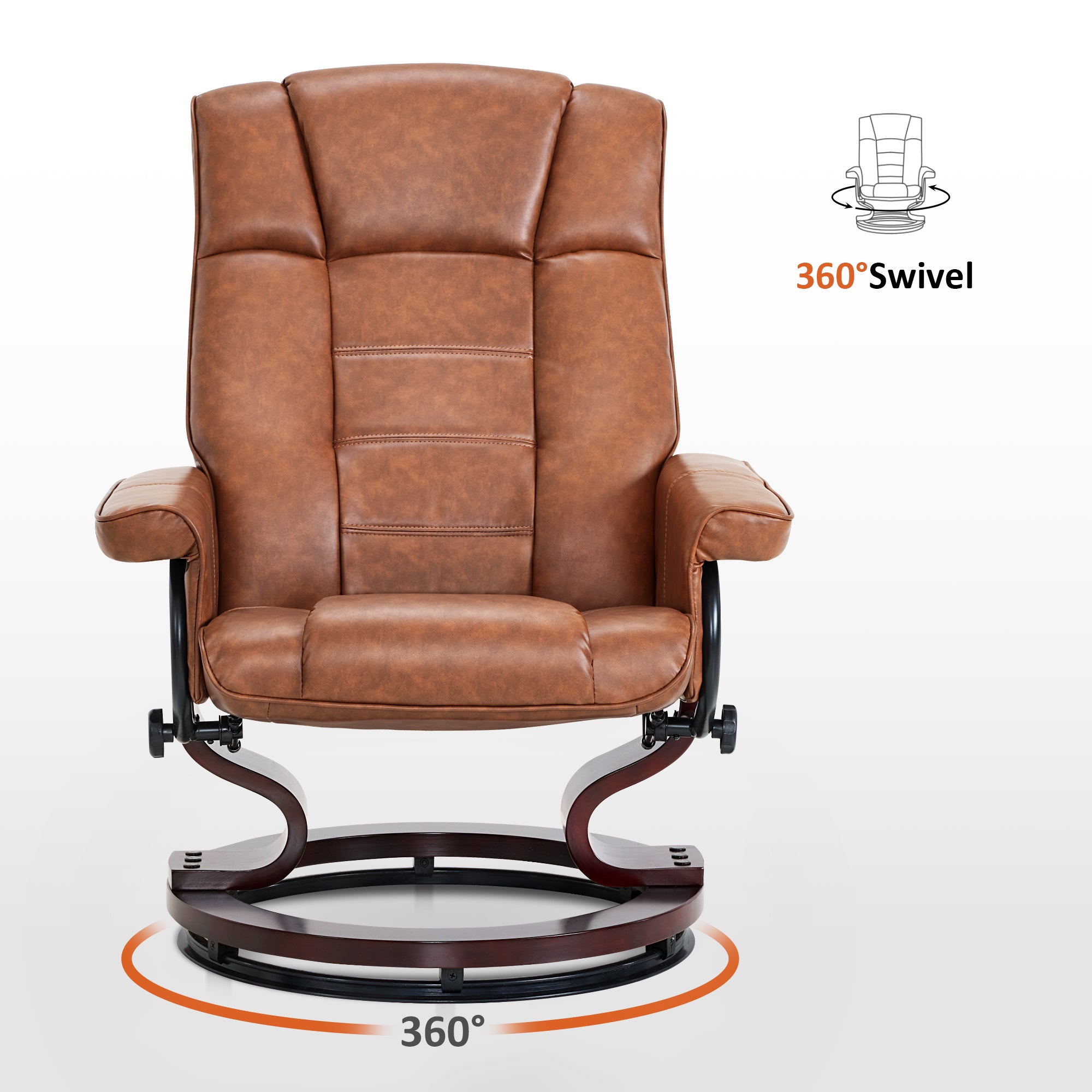 Swivel Recliner with Ottoman, Faux Leather 9019