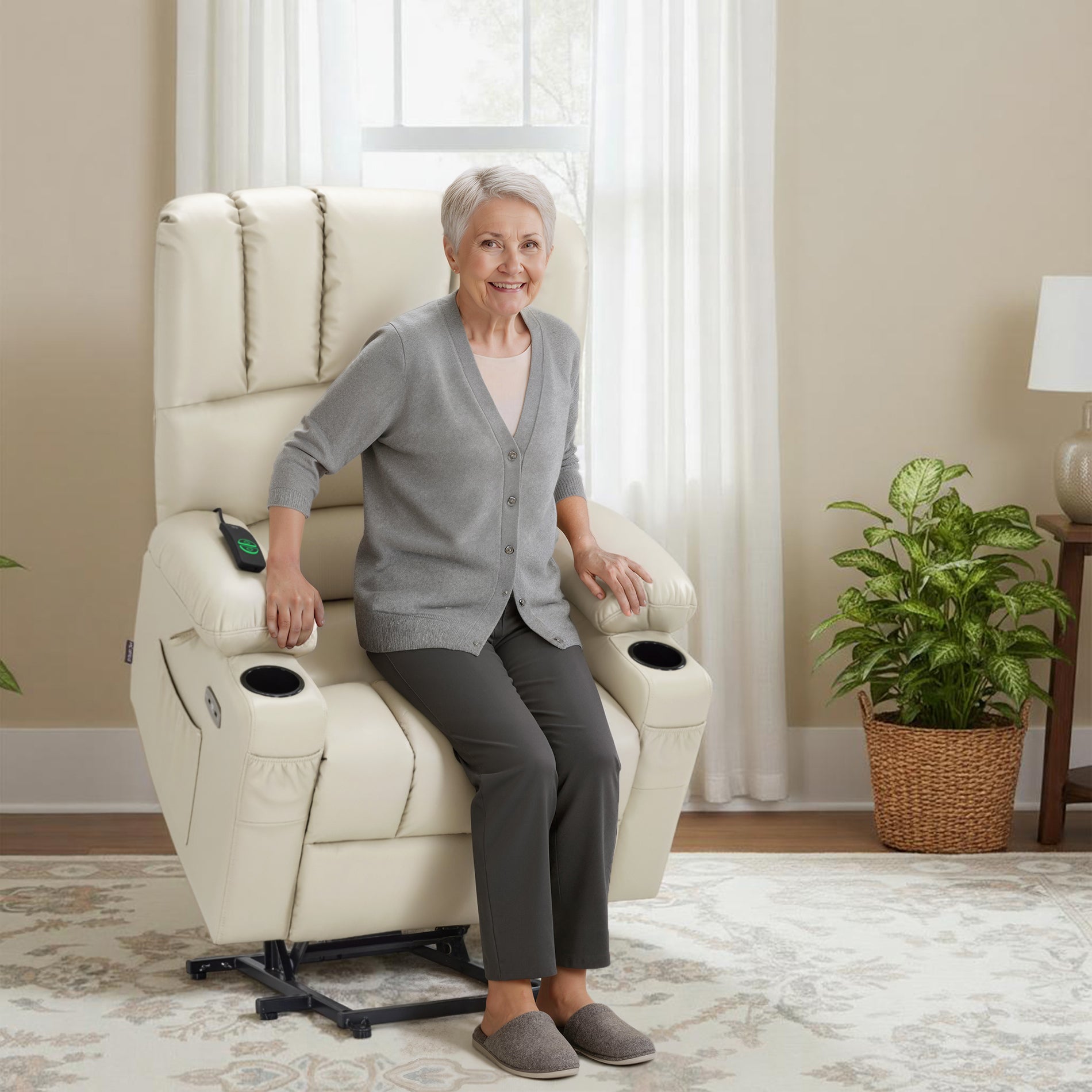 Power Lift Recliner Chair for Elderly, Massage and Heat, Faux Leather 7095|7099|R7092|R7096