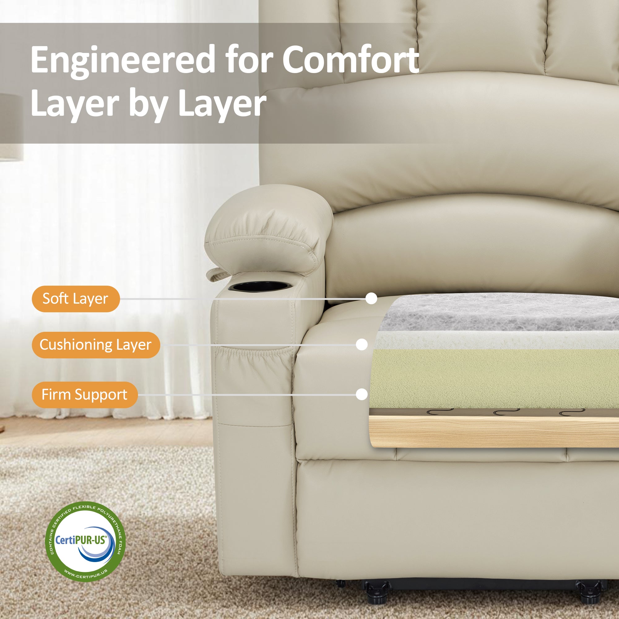 Power Lift Recliner Chair for Elderly, Massage and Heat, Faux Leather 7095|7099|R7092|R7096
