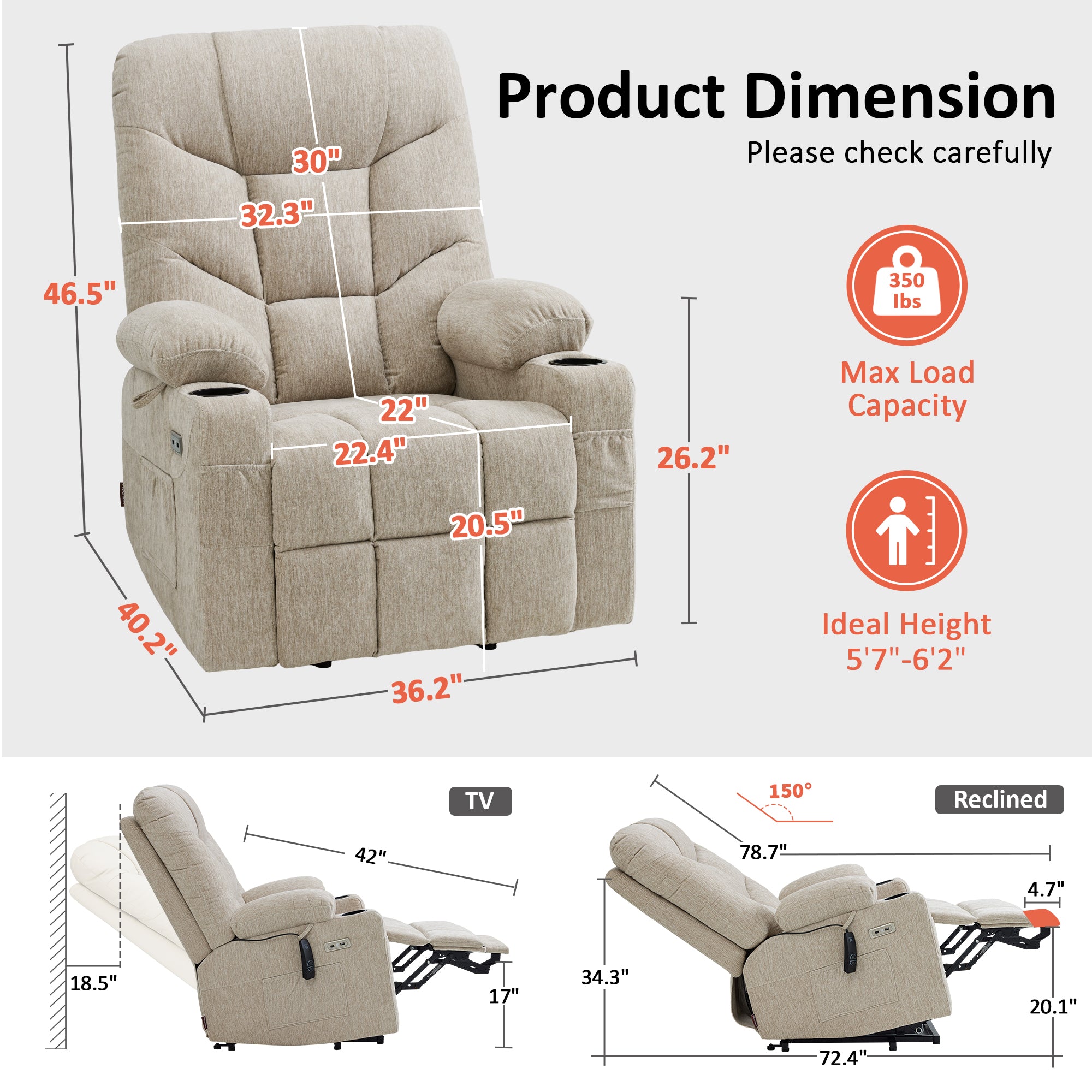 Power Lift Recliner Chair for Elderly, Fabric 7287|7283|7281|R7289|R7399