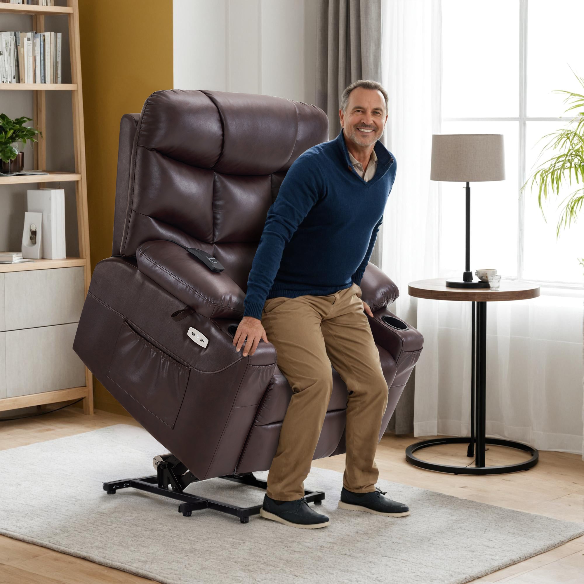 Power Lift Recliner Chair for Elderly, Faux Leather 7287|R7289