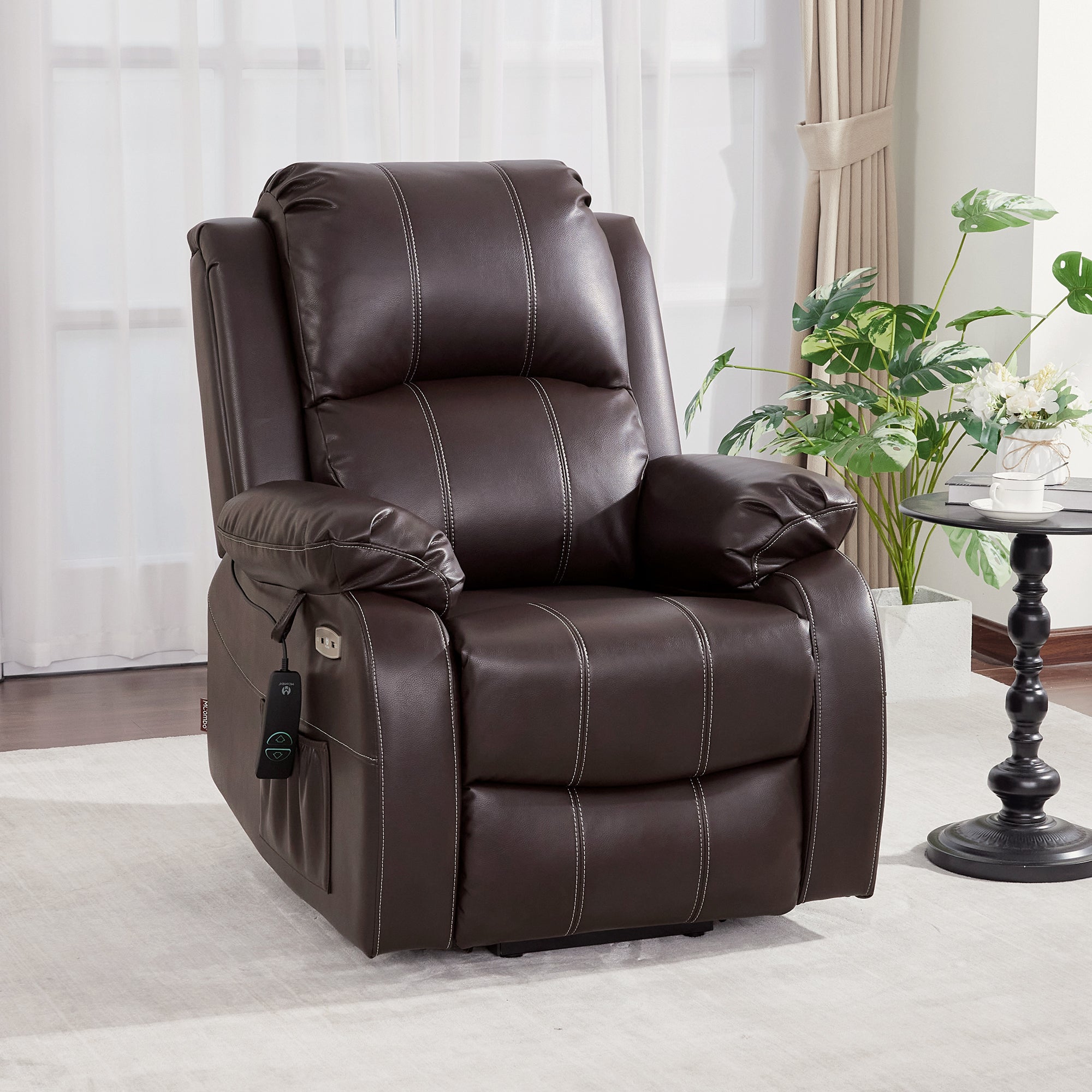Power Lift Recliner Chair for Elderly, Massage and Heat, Faux Leather 7408|R7410