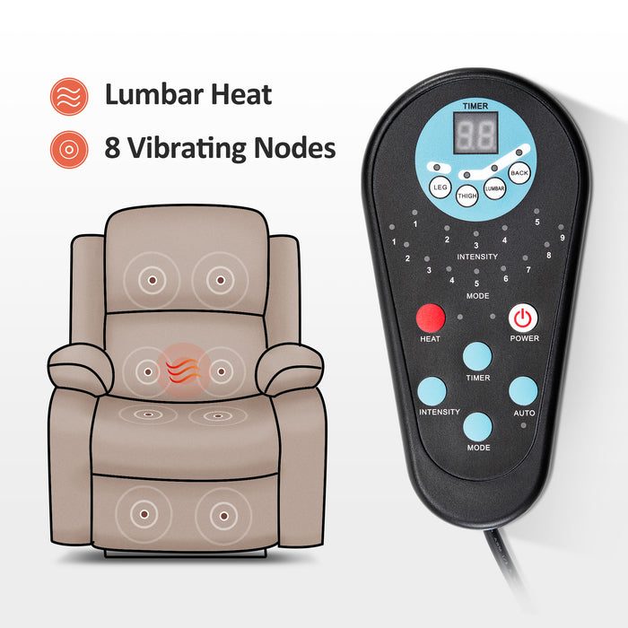 Mcombo Small Power Lift Recliner Chair with Massage and Heat for Petite Elderly People, 3 Positions, USB Ports, Faux Leather 7409