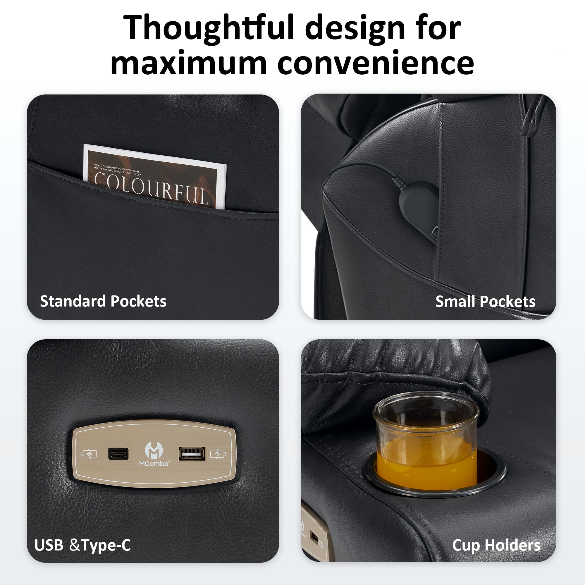 Power Lift Recliner Chair for Elderly,Triple Motor, Massage and Heat, Faux Leather 7632|7634|R7635