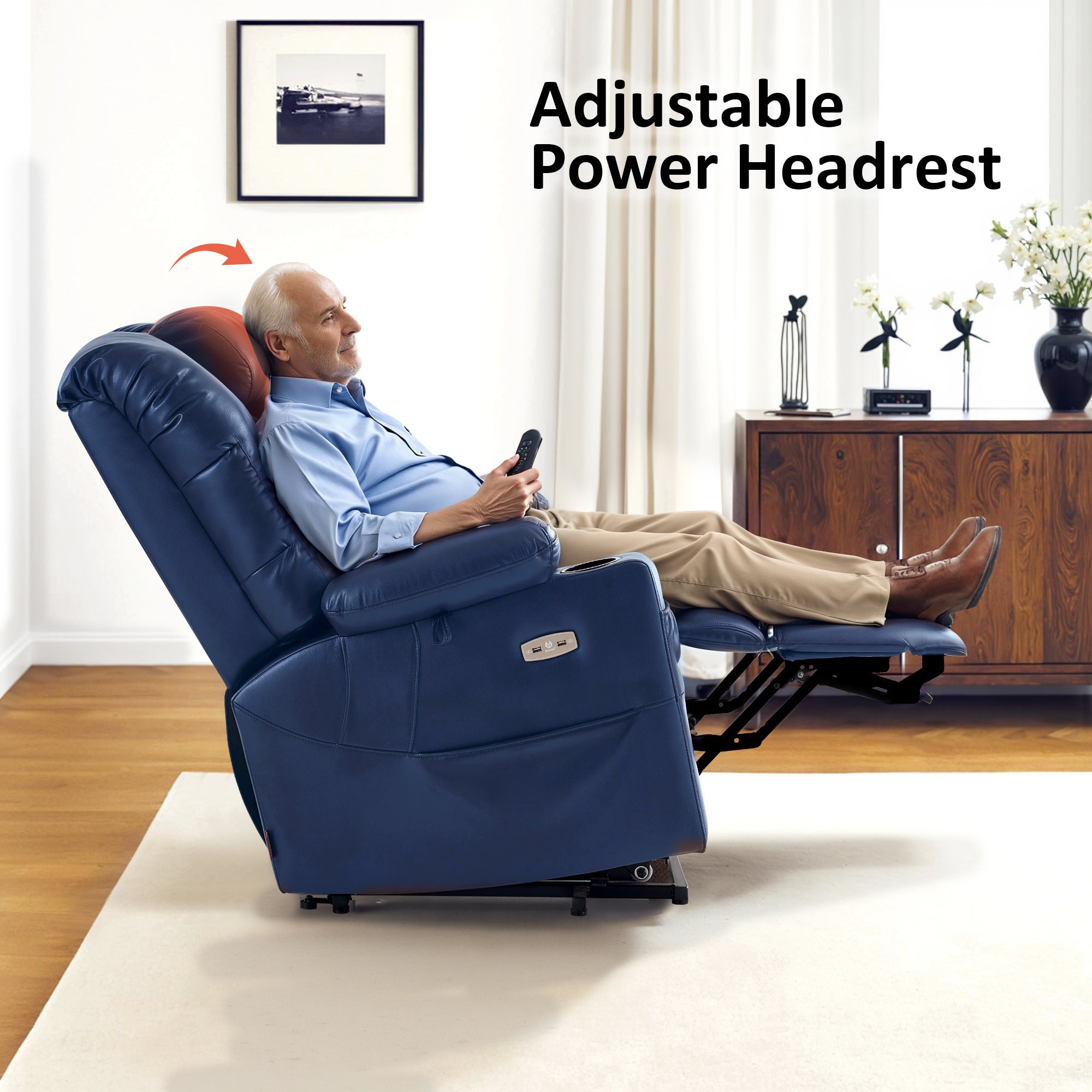 Power Lift Recliner Chair for Elderly, Dual Motor, Massage and Heat, Faux Leather 7634|R7635