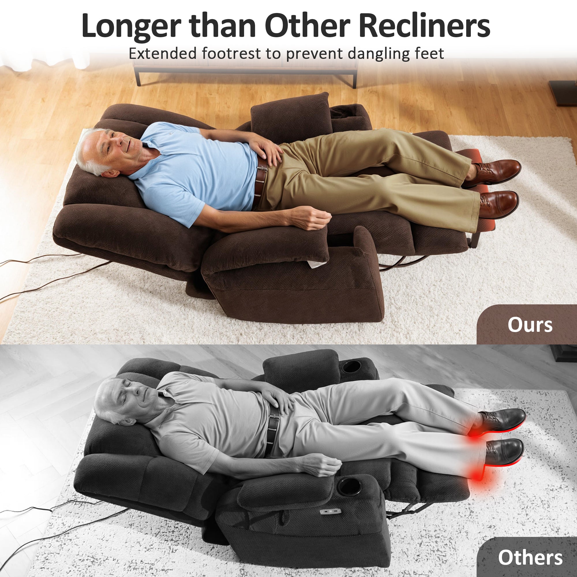 Power Lift Recliner Chair for Elderly, Dual Motor, Massage and Heat, Fabric 7634|7631|R7635