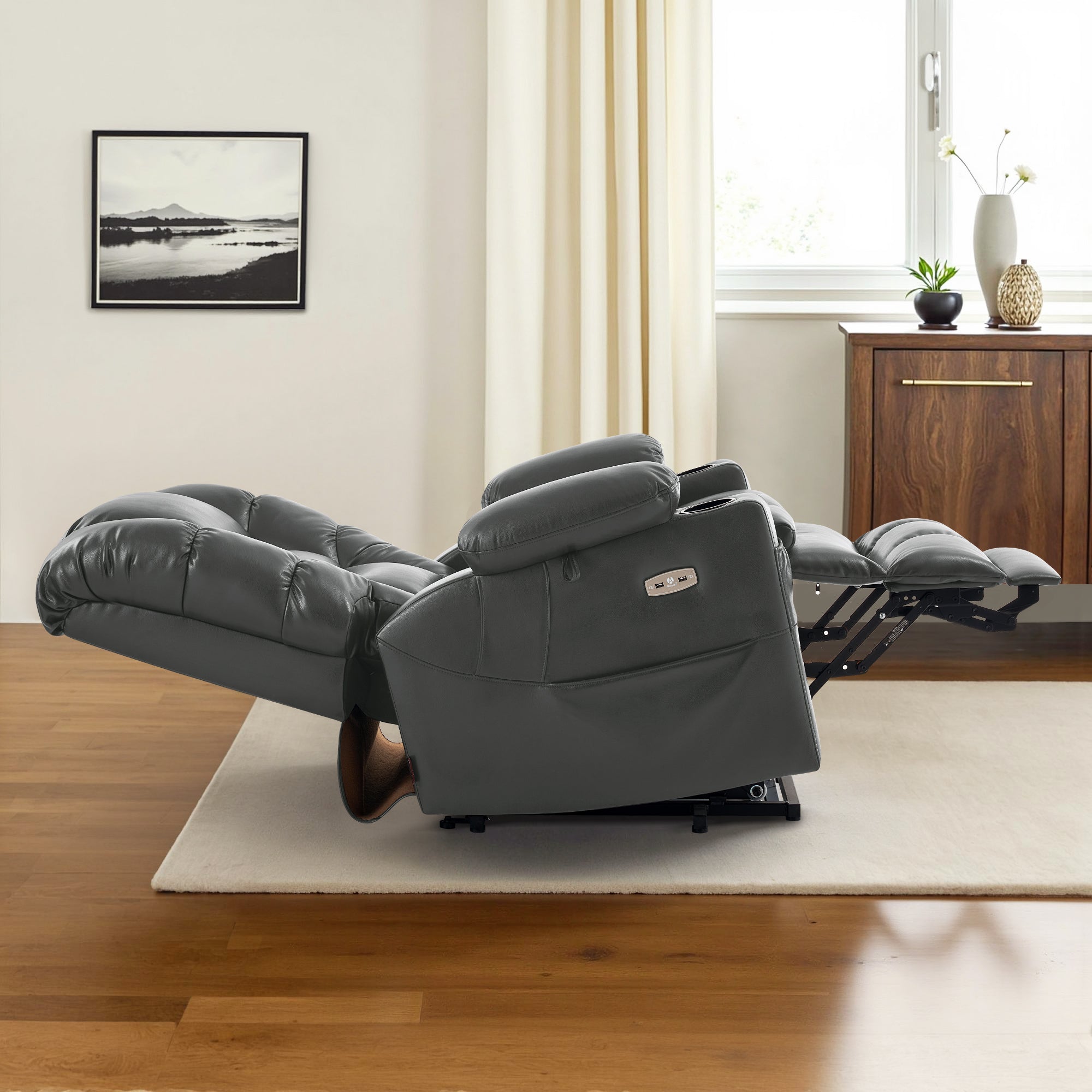 Power Lift Recliner Chair for Elderly, Dual Motor, Massage and Heat, Faux Leather 7632|7634|R7635