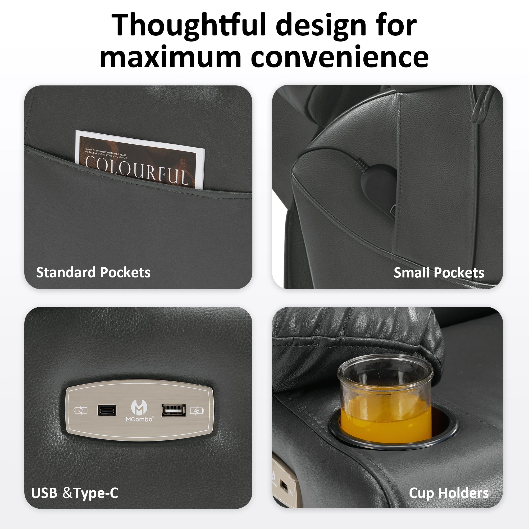 Power Lift Recliner Chair for Elderly, Dual Motor, Massage and Heat, Faux Leather 7632|7634|R7635