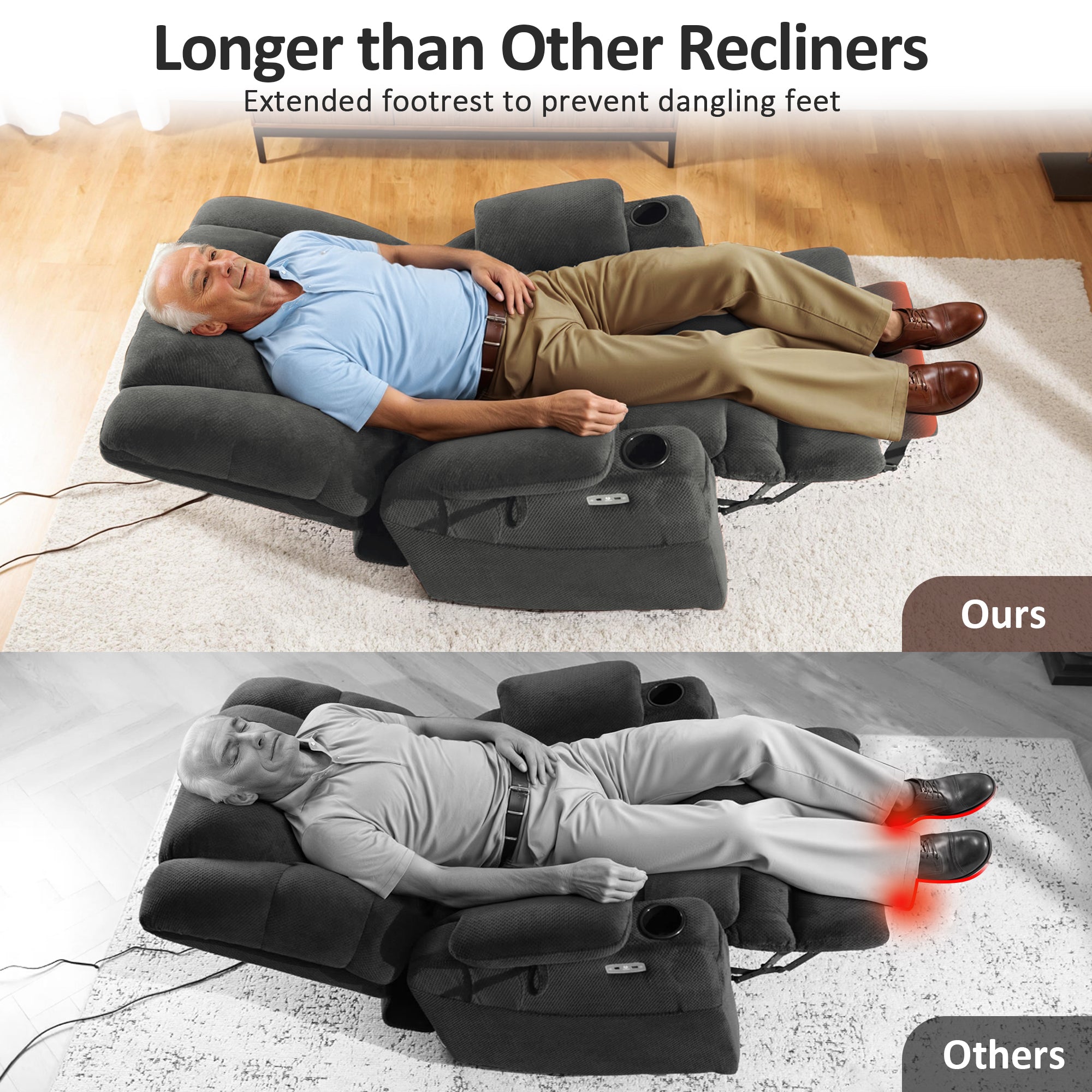 Power Lift Recliner Chair for Elderly, Triple Motor, Massage and Heat, Fabric 7634|7631|7632|R7635