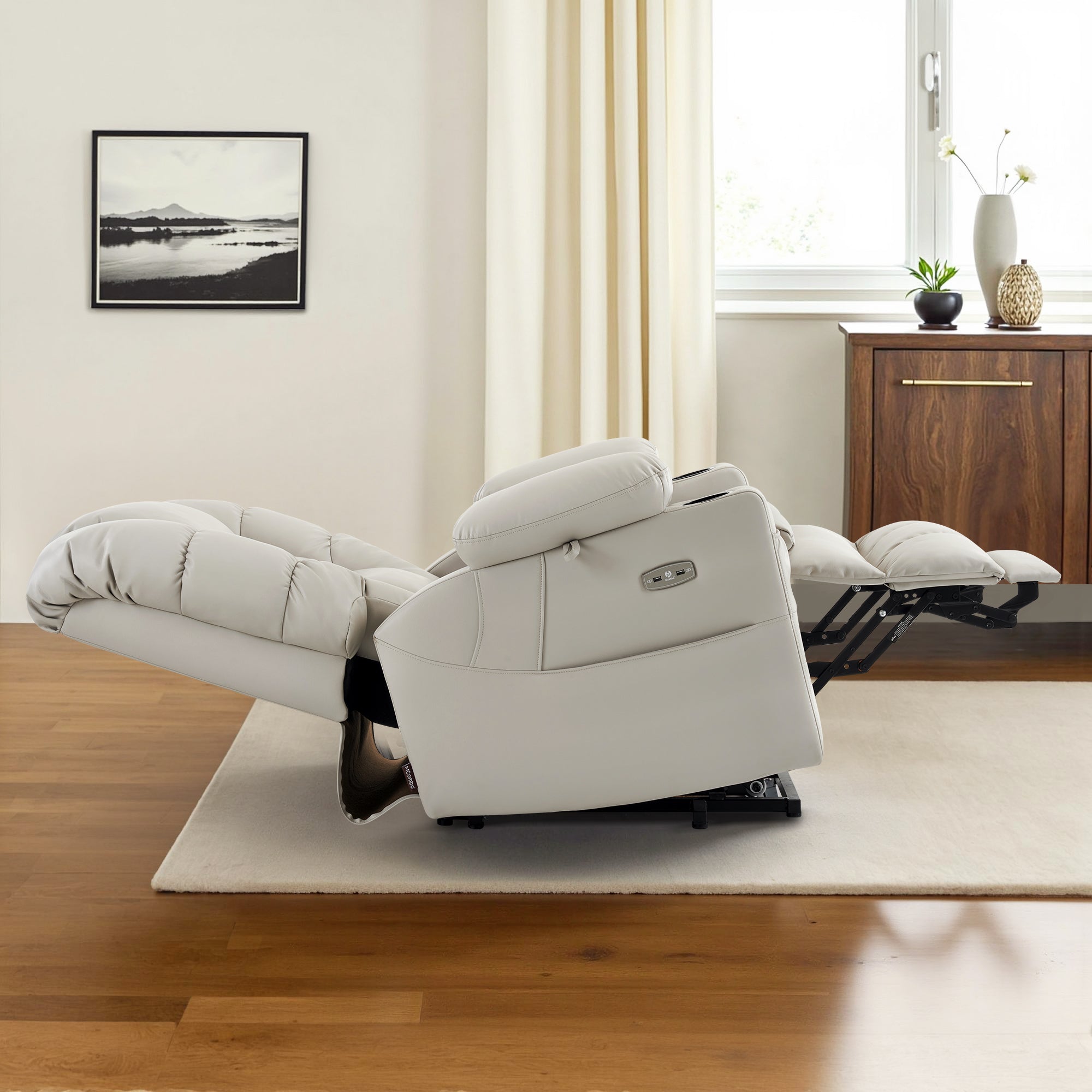 Power Lift Recliner Chair for Elderly, Dual Motor, Massage and Heat, Faux Leather 7634|R7635
