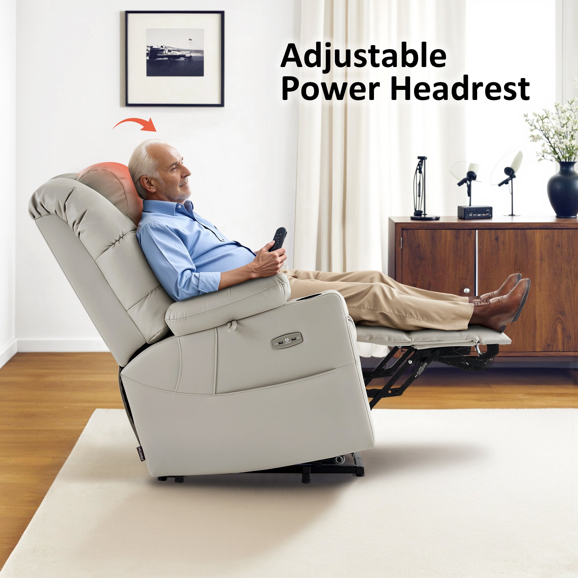 Power Lift Recliner Chair for Elderly, Dual Motor, Massage and Heat, Faux Leather 7634|R7635