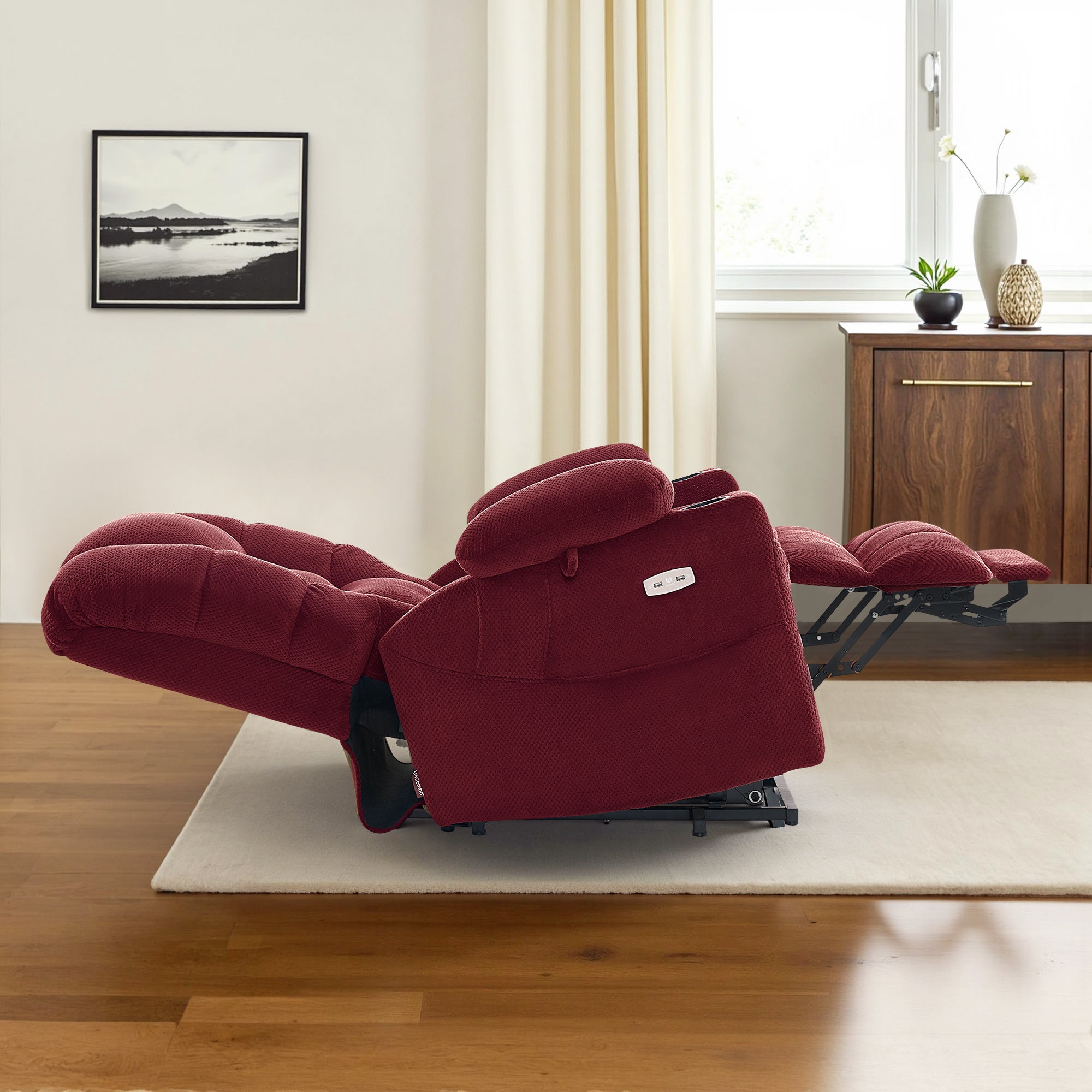 Power Lift Recliner Chair for Elderly, Dual Motor, Massage and Heat, Fabric 7634|7631|R7635