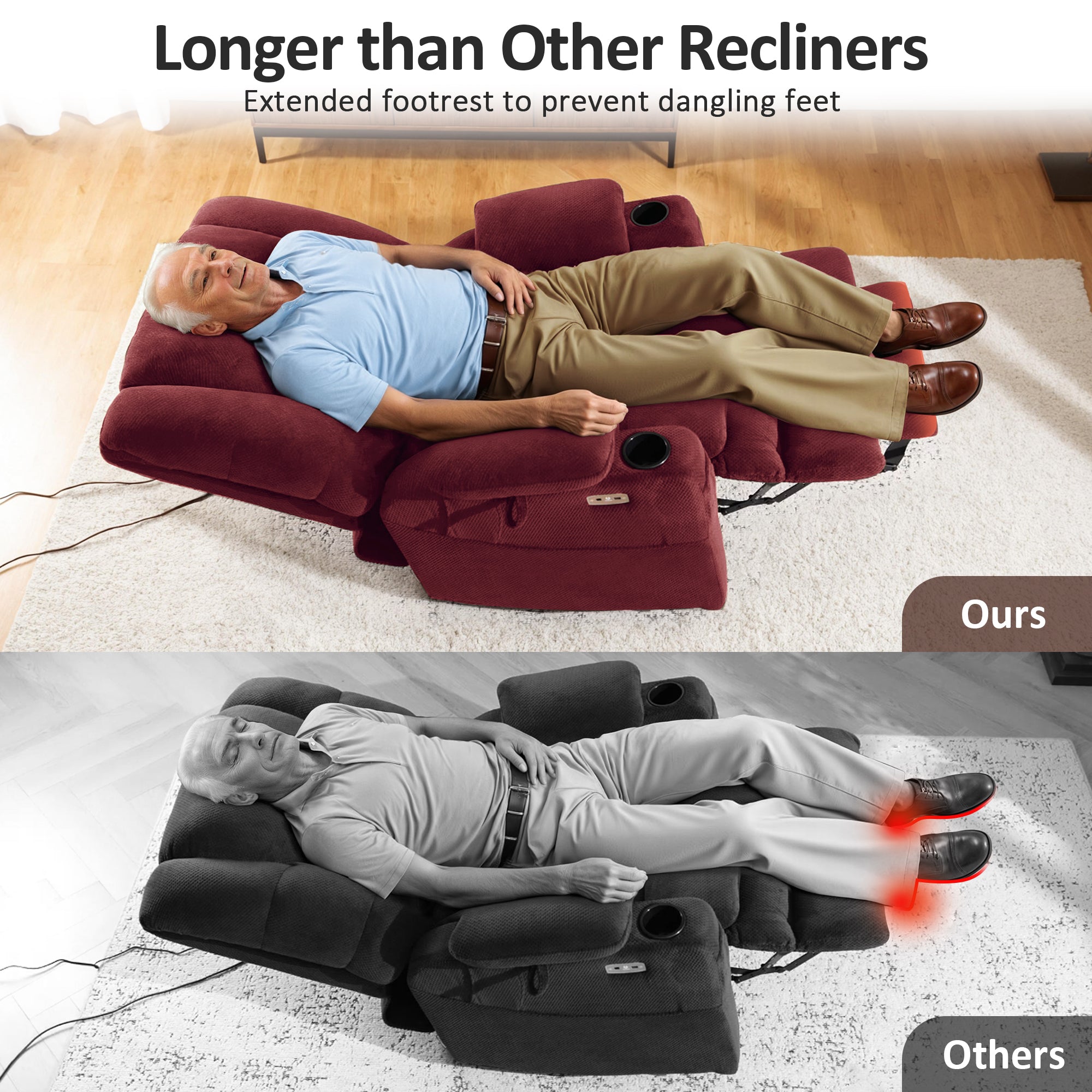 Power Lift Recliner Chair for Elderly, Dual Motor, Massage and Heat, Fabric 7634|7631|R7635
