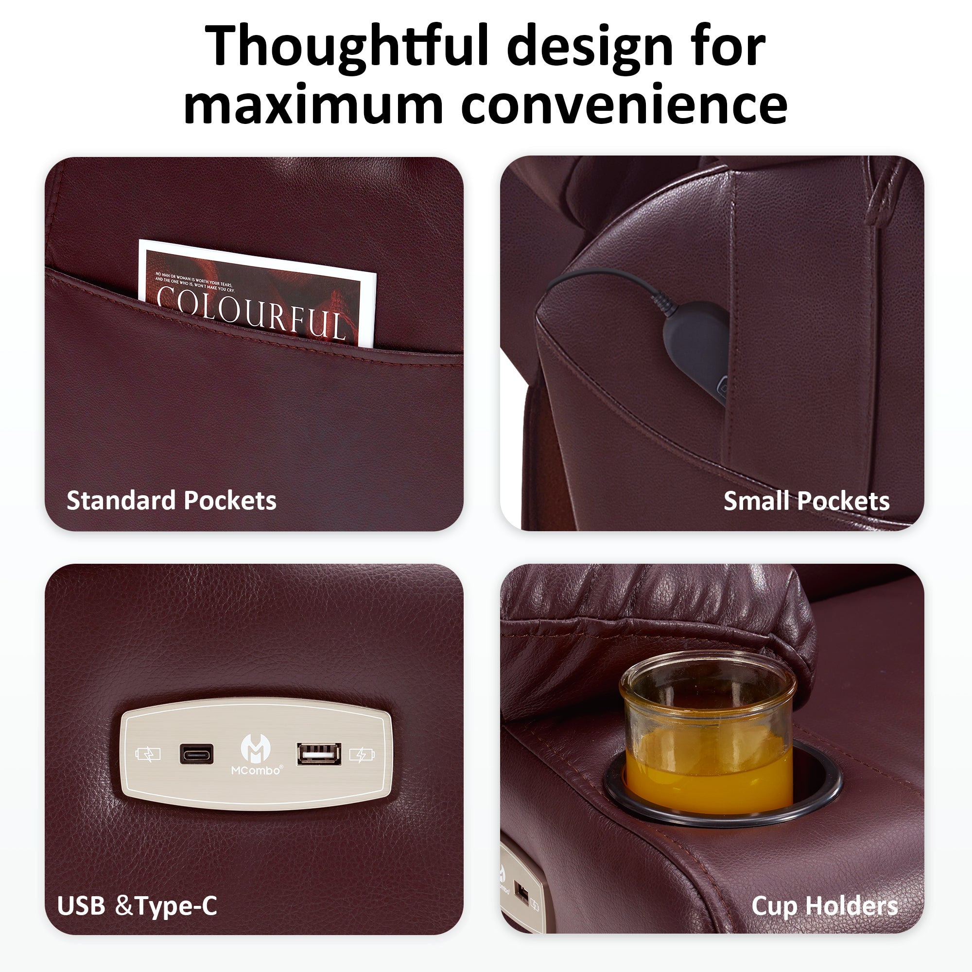 Power Lift Recliner Chair for Elderly,Triple Motor, Massage and Heat, Faux Leather 7632|7634|R7635