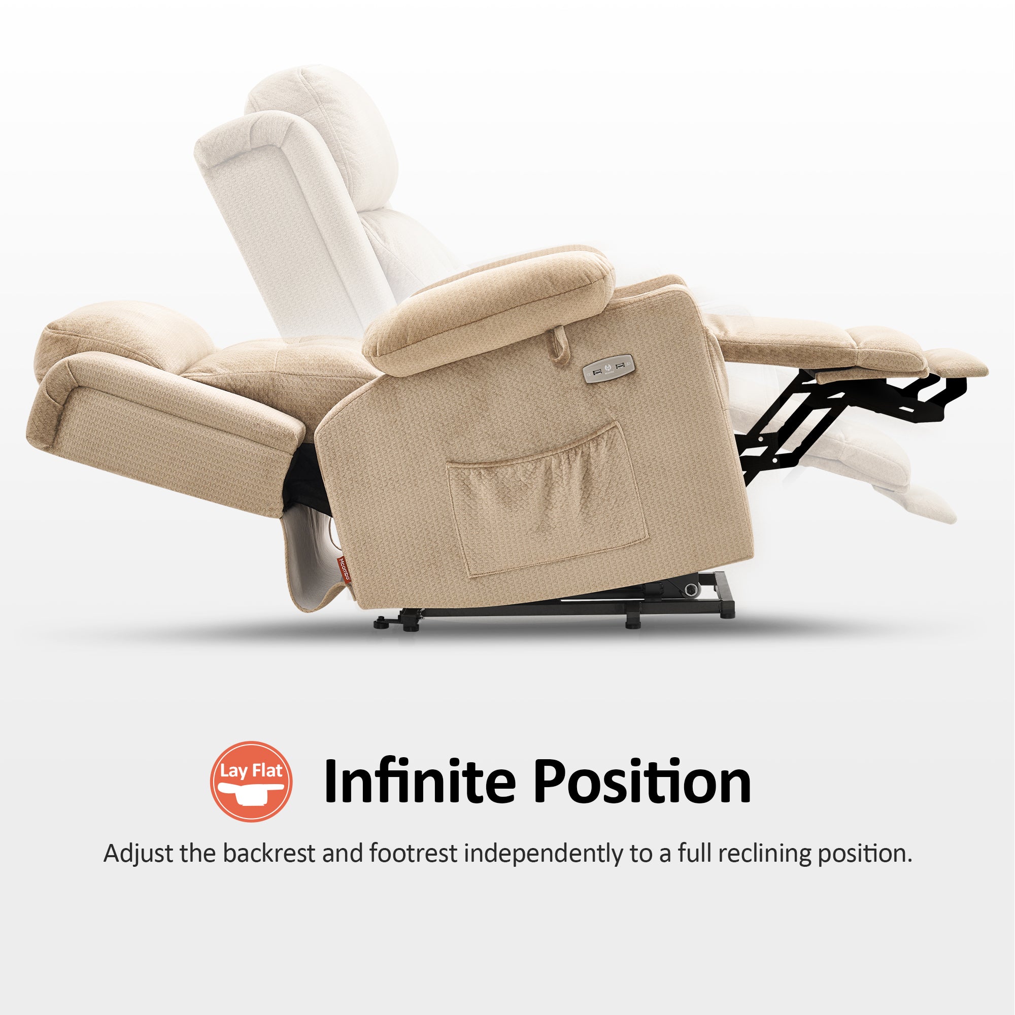 Power Lift Recliner Chair, Triple Motor, Massage and Heat, Fabric 7661|7662|7664
