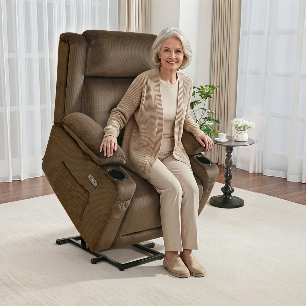 Triple Motor Power Lift Recliner Chair, Massage and Heat, Fabric 7661|7662|7664