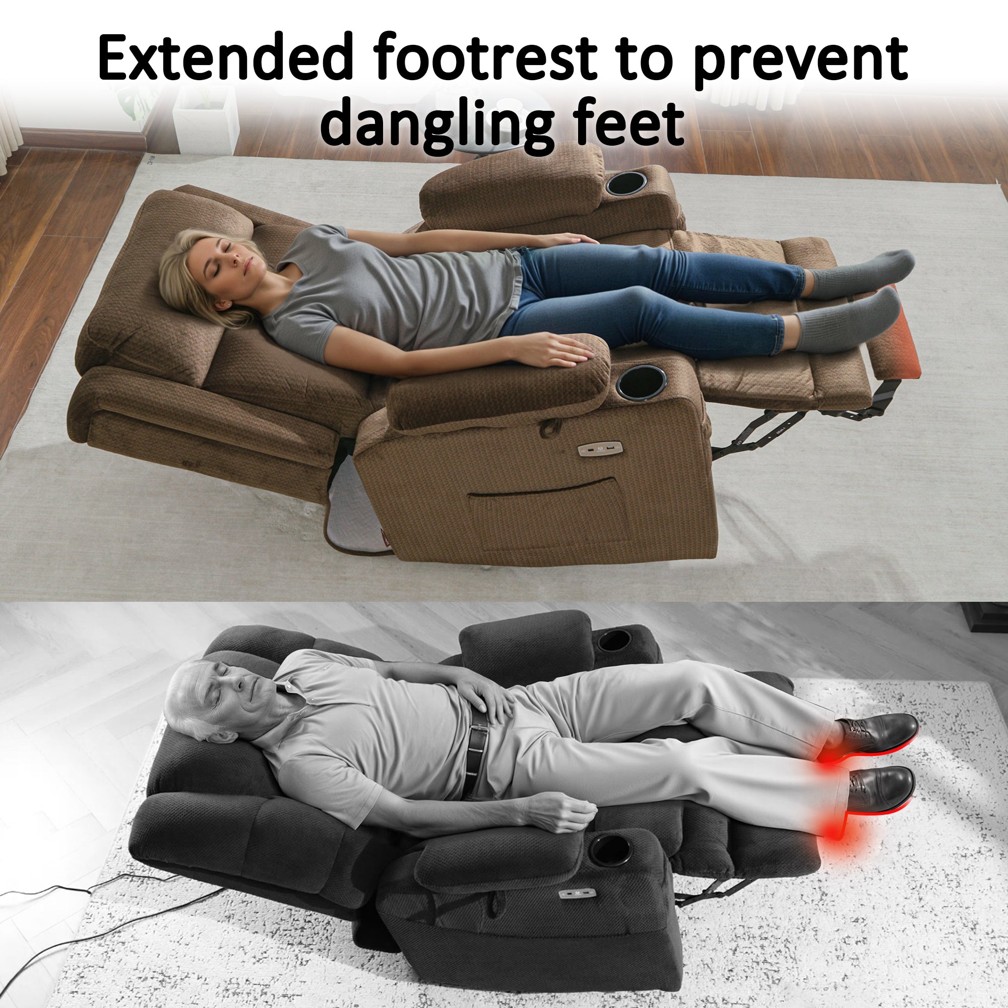 Power Lift Recliner Chair, Triple Motor, Massage and Heat, Fabric 7661|7662|7664