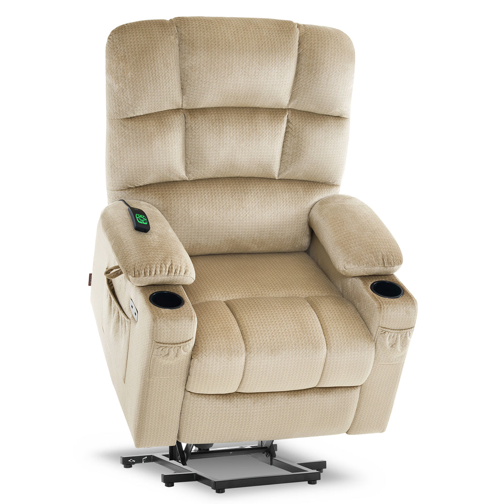 MCombo Large Dual Motor Power Lift Recliner Chair with Massage and Heat for Elderly Big and Tall People, Infinite Position, Home Button, Fabric 7680