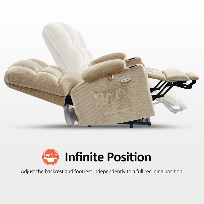 MCombo Large Dual Motor Power Lift Recliner Chair with Massage and Heat for Elderly Big and Tall People, Infinite Position, Home Button, Fabric 7680