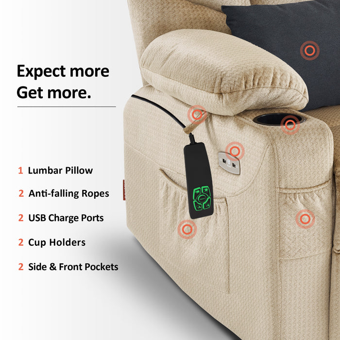 MCombo Large Dual Motor Power Lift Recliner Chair with Massage and Heat for Elderly Big and Tall People, Infinite Position, Home Button, Fabric 7680