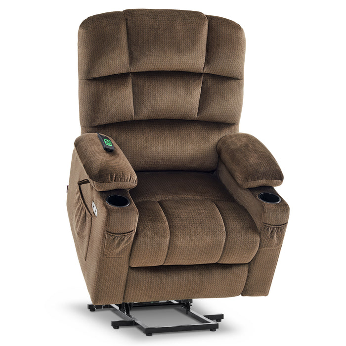 MCombo Large Dual Motor Power Lift Recliner Chair with Massage and Heat for Elderly Big and Tall People, Infinite Position, Home Button, Fabric 7680