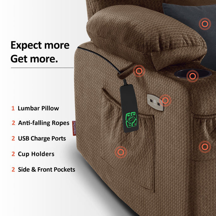 MCombo Large Dual Motor Power Lift Recliner Chair with Massage and Heat for Elderly Big and Tall People, Infinite Position, Home Button, Fabric 7680