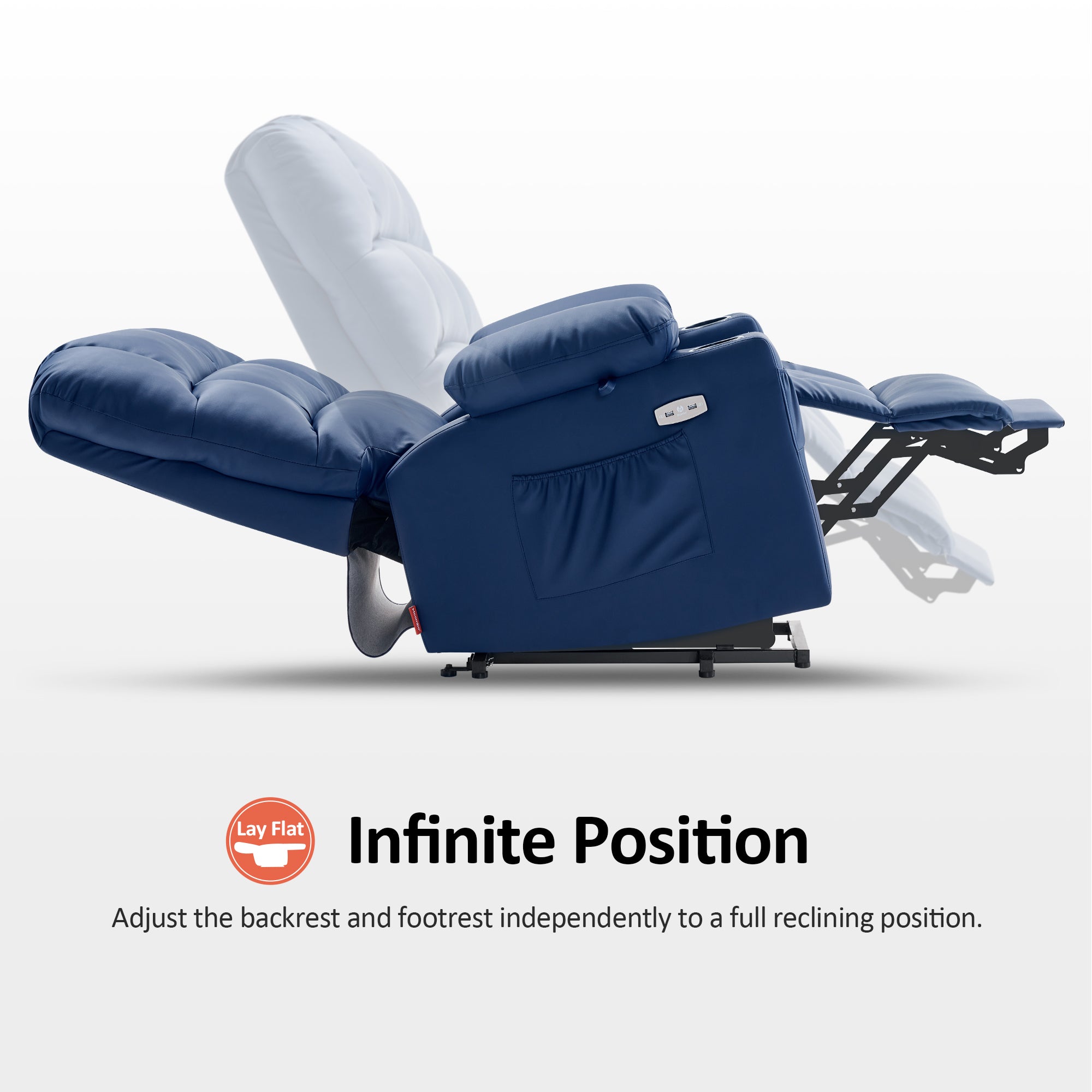 Power Lift Recliner Chair for Elderly, Dual Motor, Massage and Heat, Faux Leather 7680|7679|R7688|R7677