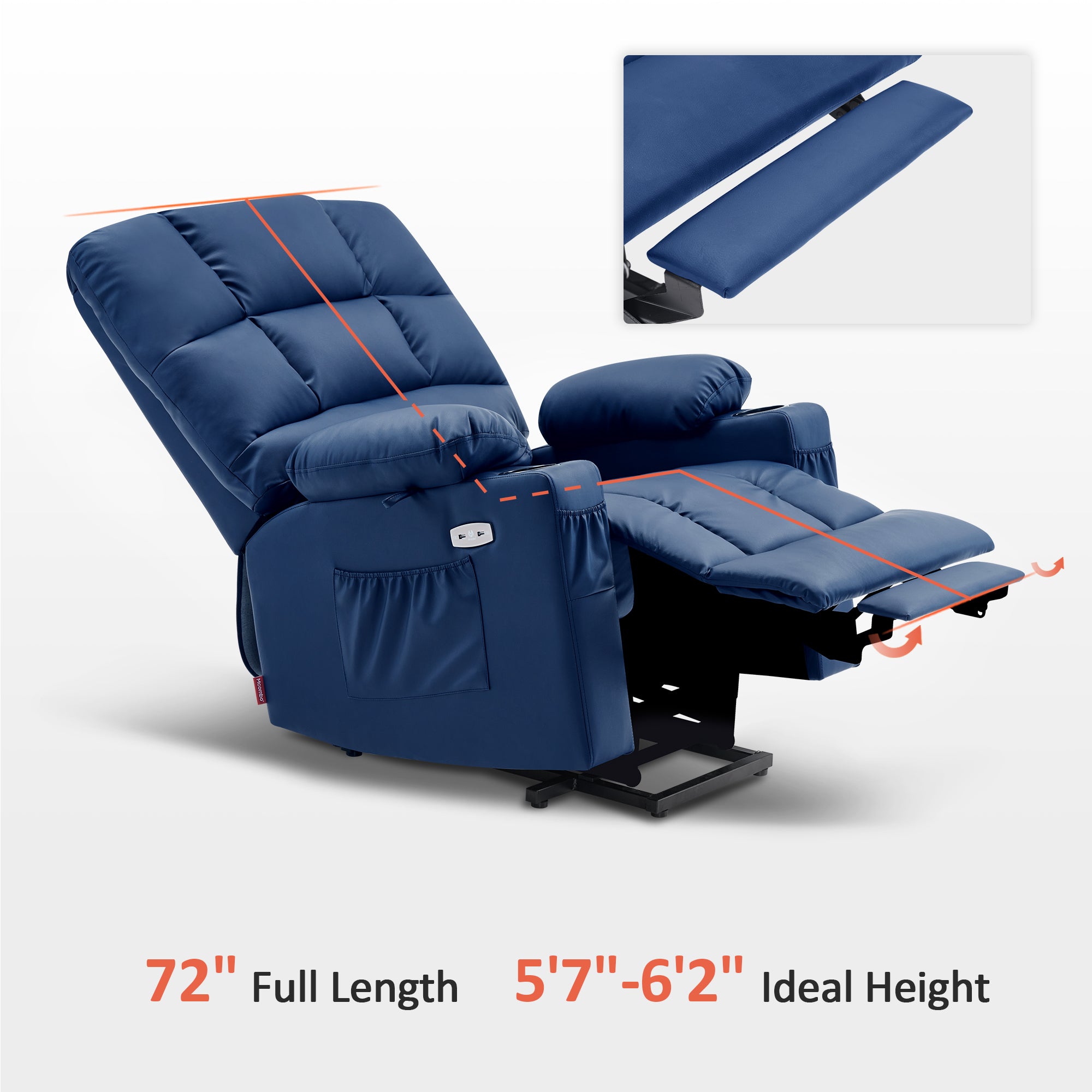 Power Lift Recliner Chair for Elderly, Dual Motor, Massage and Heat, Faux Leather 7680|7679|R7688|R7677