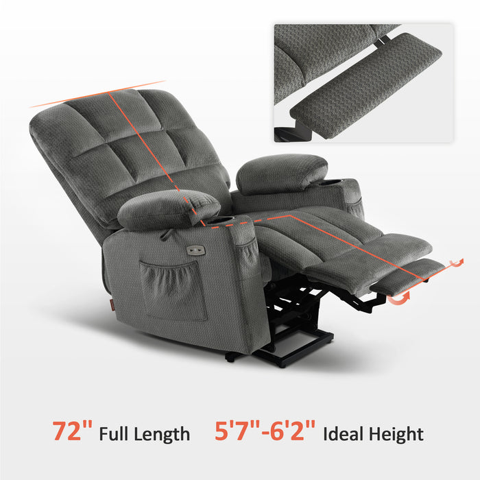 MCombo Large Dual Motor Power Lift Recliner Chair with Massage and Heat for Elderly Big and Tall People, Infinite Position, Home Button, Fabric 7680