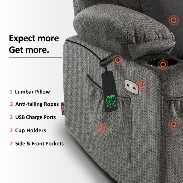 MCombo Large Dual Motor Power Lift Recliner Chair with Massage and Heat for Elderly Big and Tall People, Infinite Position, Home Button, Fabric 7680