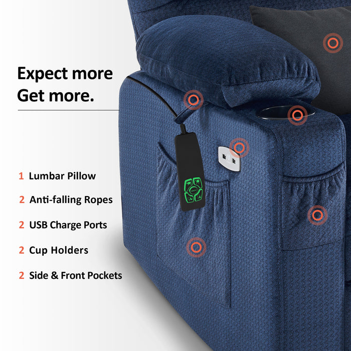 MCombo Large Dual Motor Power Lift Recliner Chair with Massage and Heat for Elderly Big and Tall People, Infinite Position, Home Button, Fabric 7680