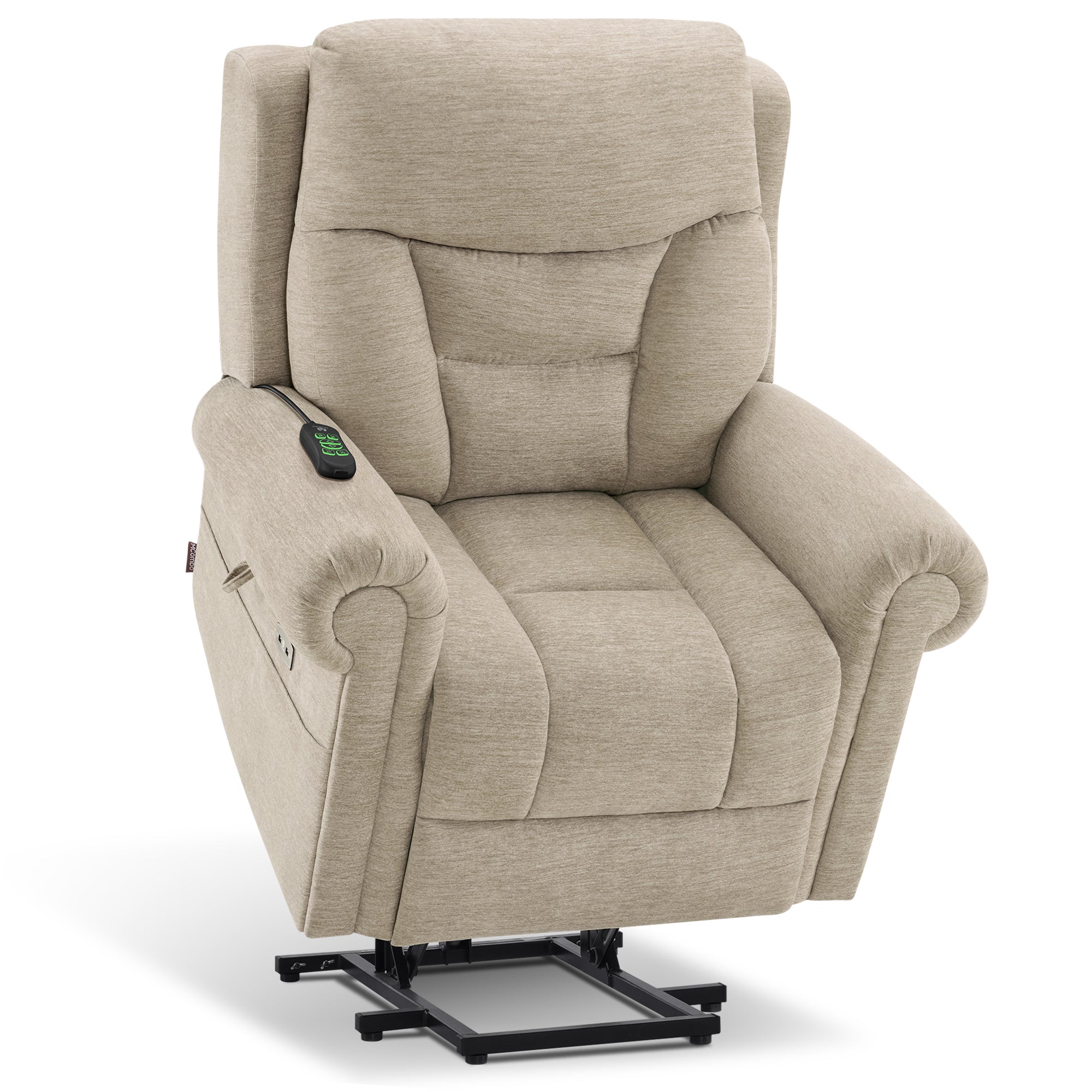 MCombo Triple Motor Power Lift Recliner Chair with Massage and Lumbar&seat Heating, Rolled Arms, Adjustable Headrest for Elderly People, Fabric 7888