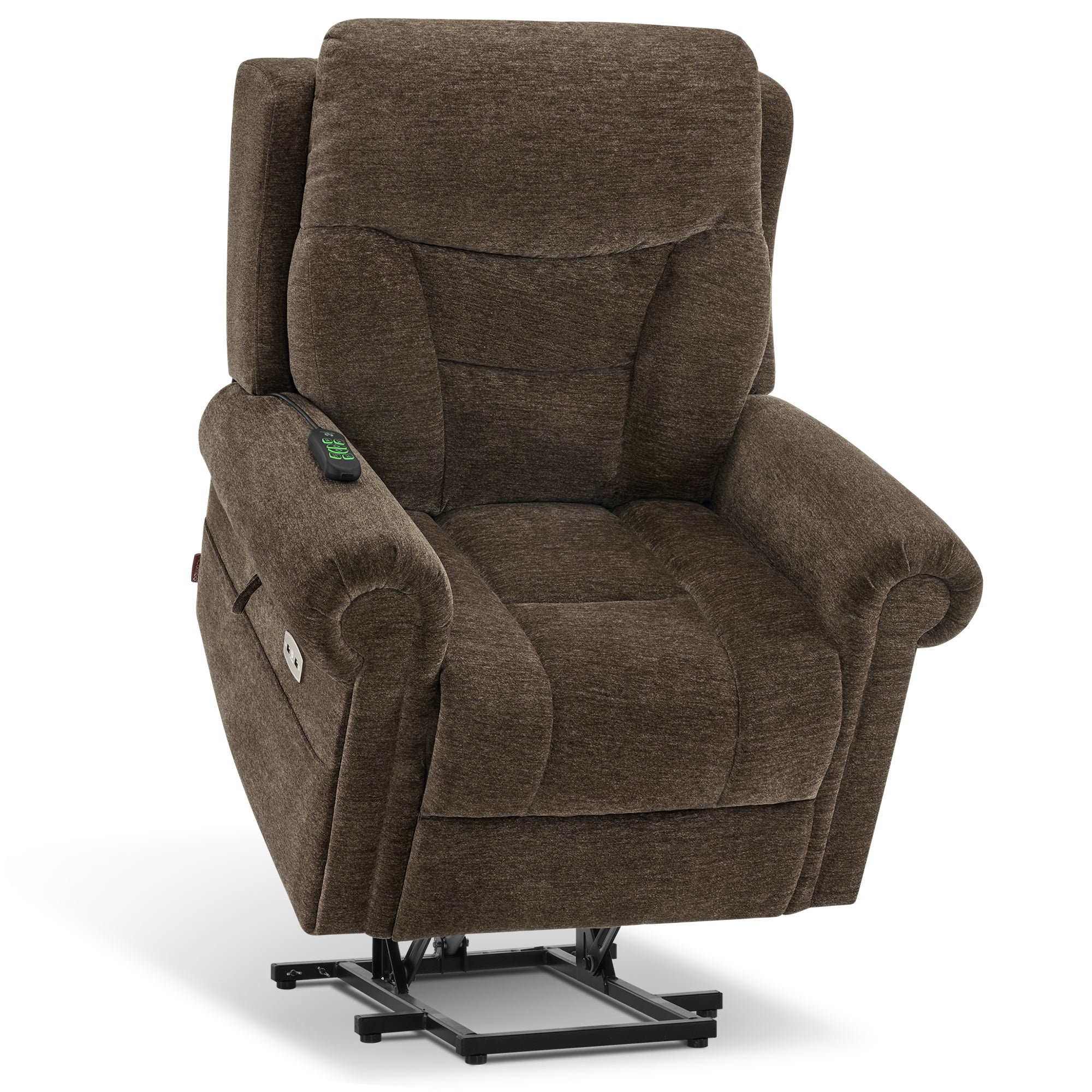 Power Lift Recliner Chair for Elderly, Dual Motor, Massage and Heat, Fabric 7888