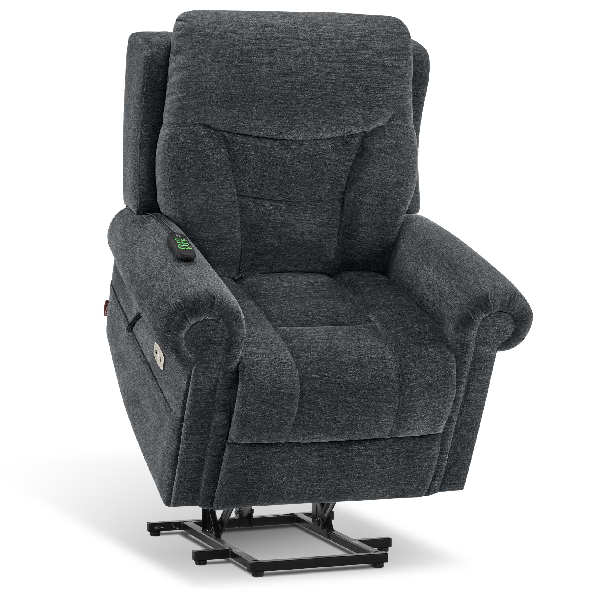 Power Lift Recliner Chair for Elderly, Dual Motor, Massage and Heat, Fabric 7888