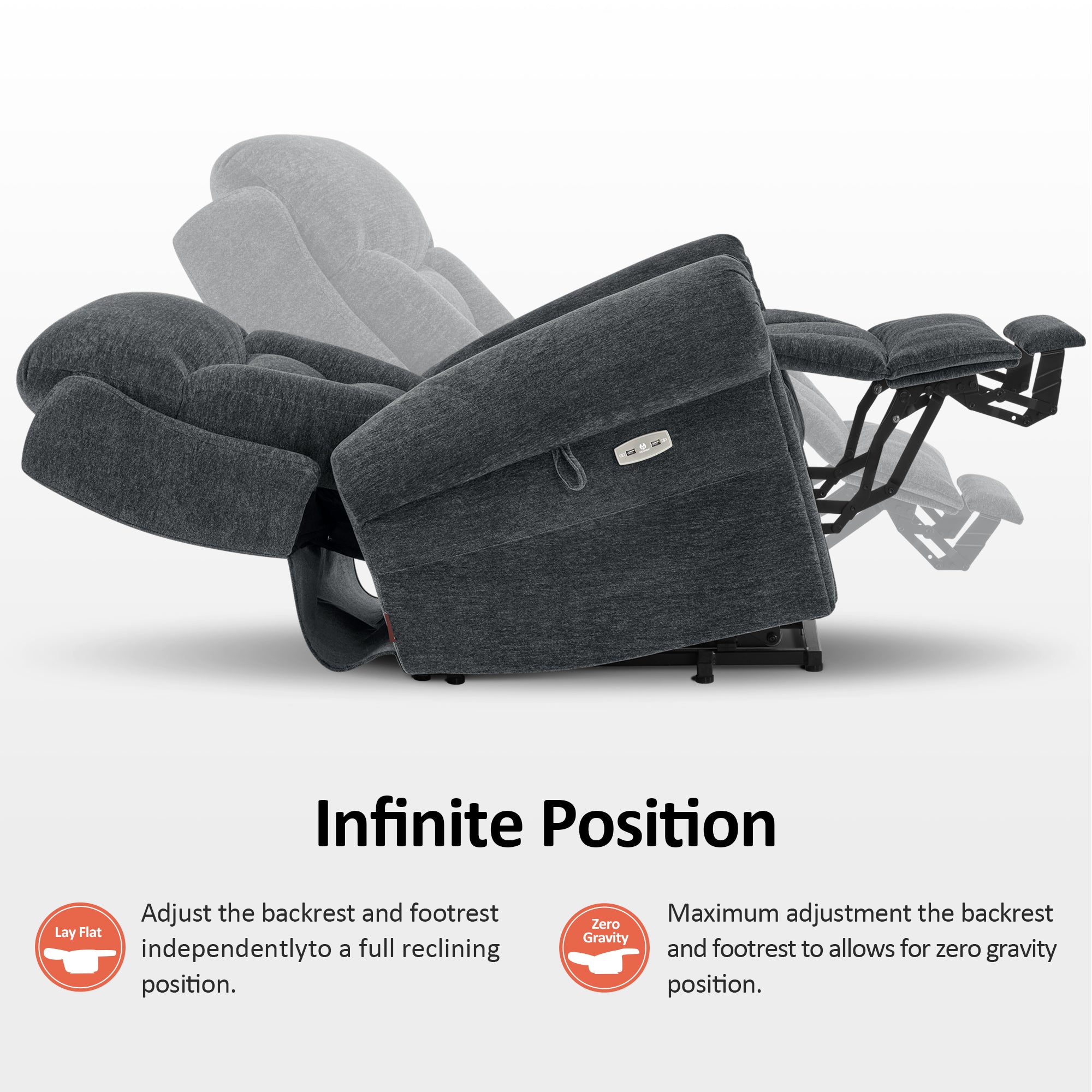 Power Lift Recliner Chair for Elderly, Dual Motor, Massage and Heat, Fabric 7888